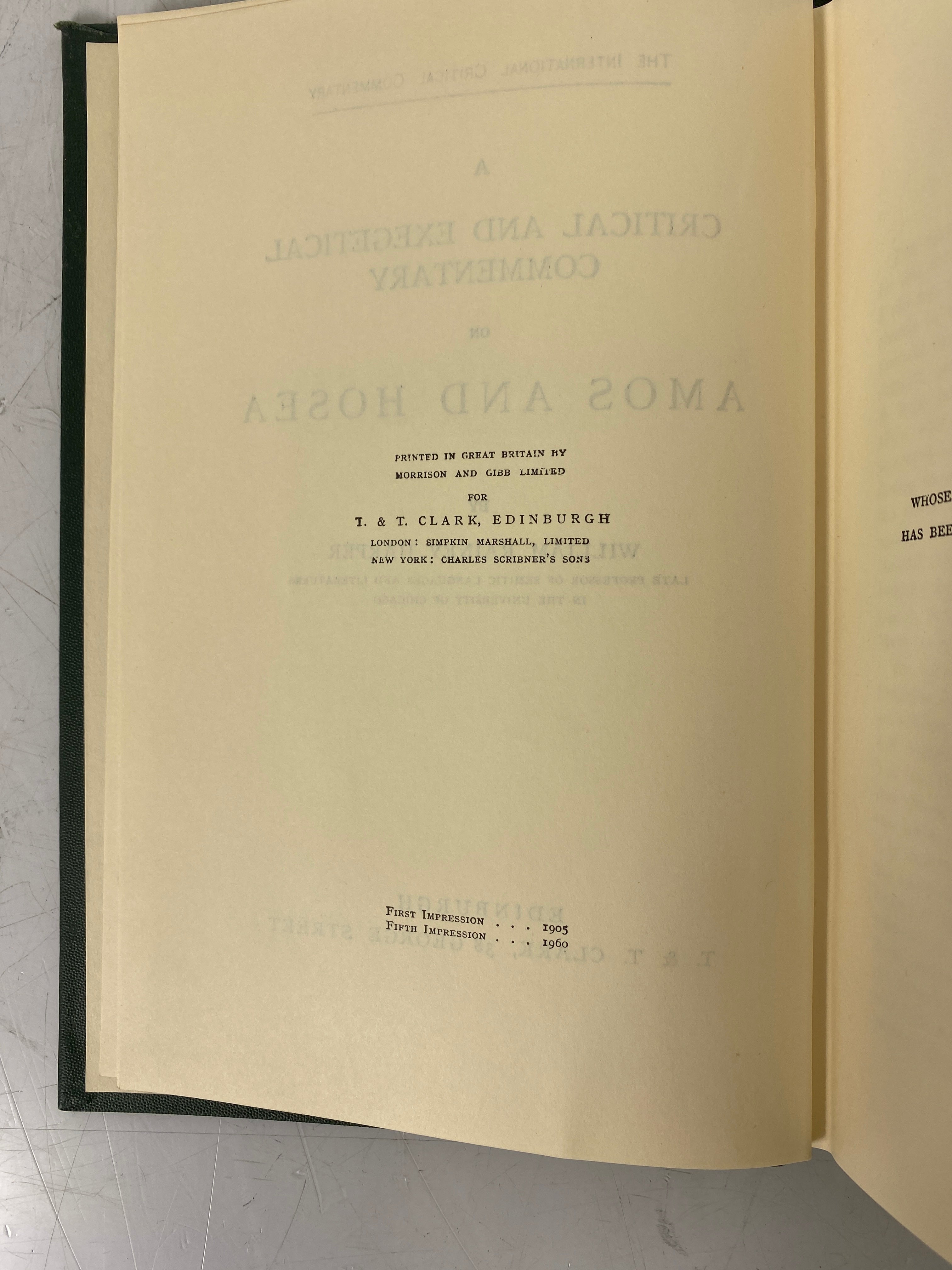 2 Vols The International Critical Commentary: Amos & Hosea/Galatians 1956-60 HC