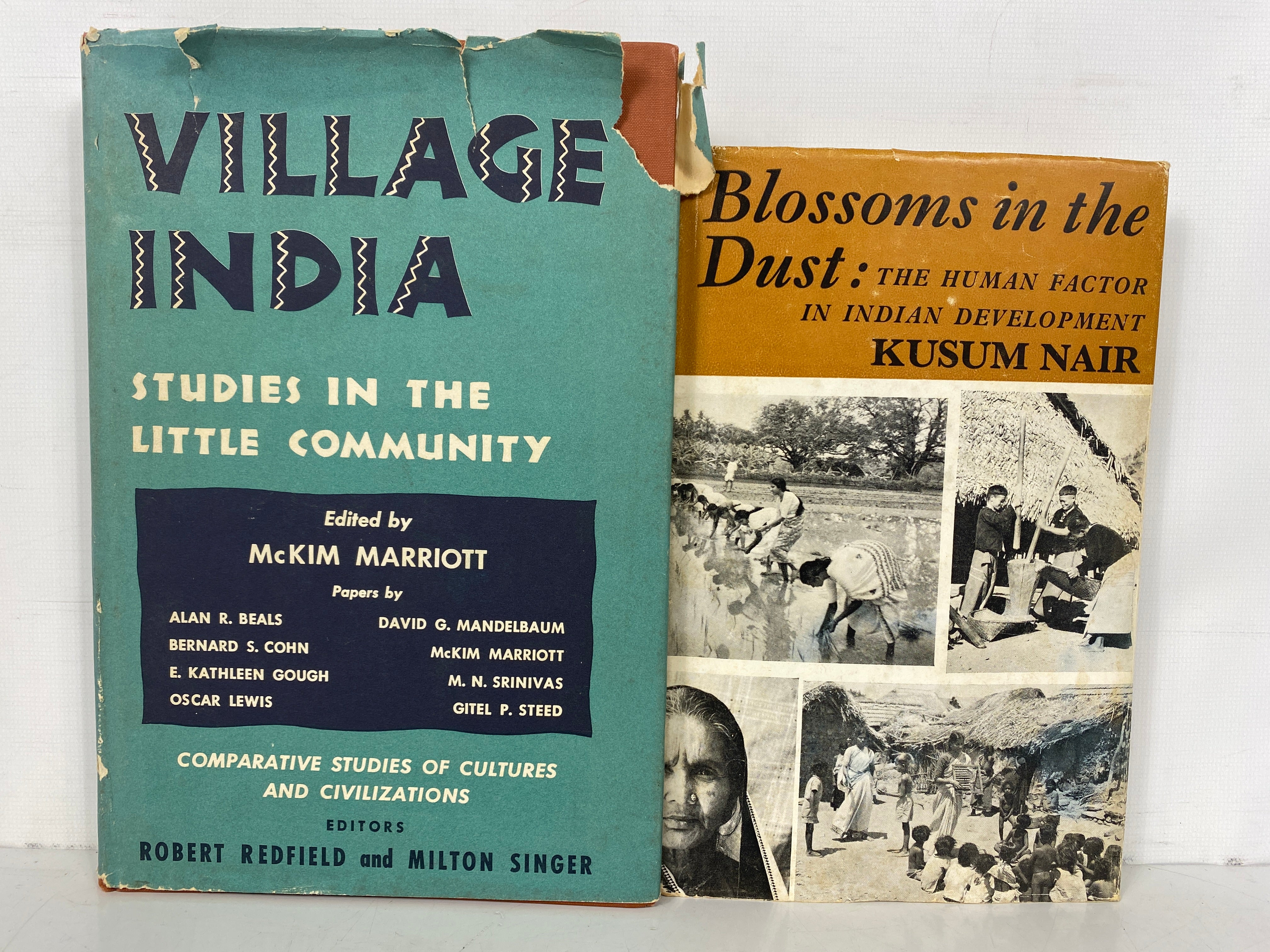 Lot of 2: Blossoms in the Dust (Nair)/Village India (Marriott) 1963 Vintage HCDJ