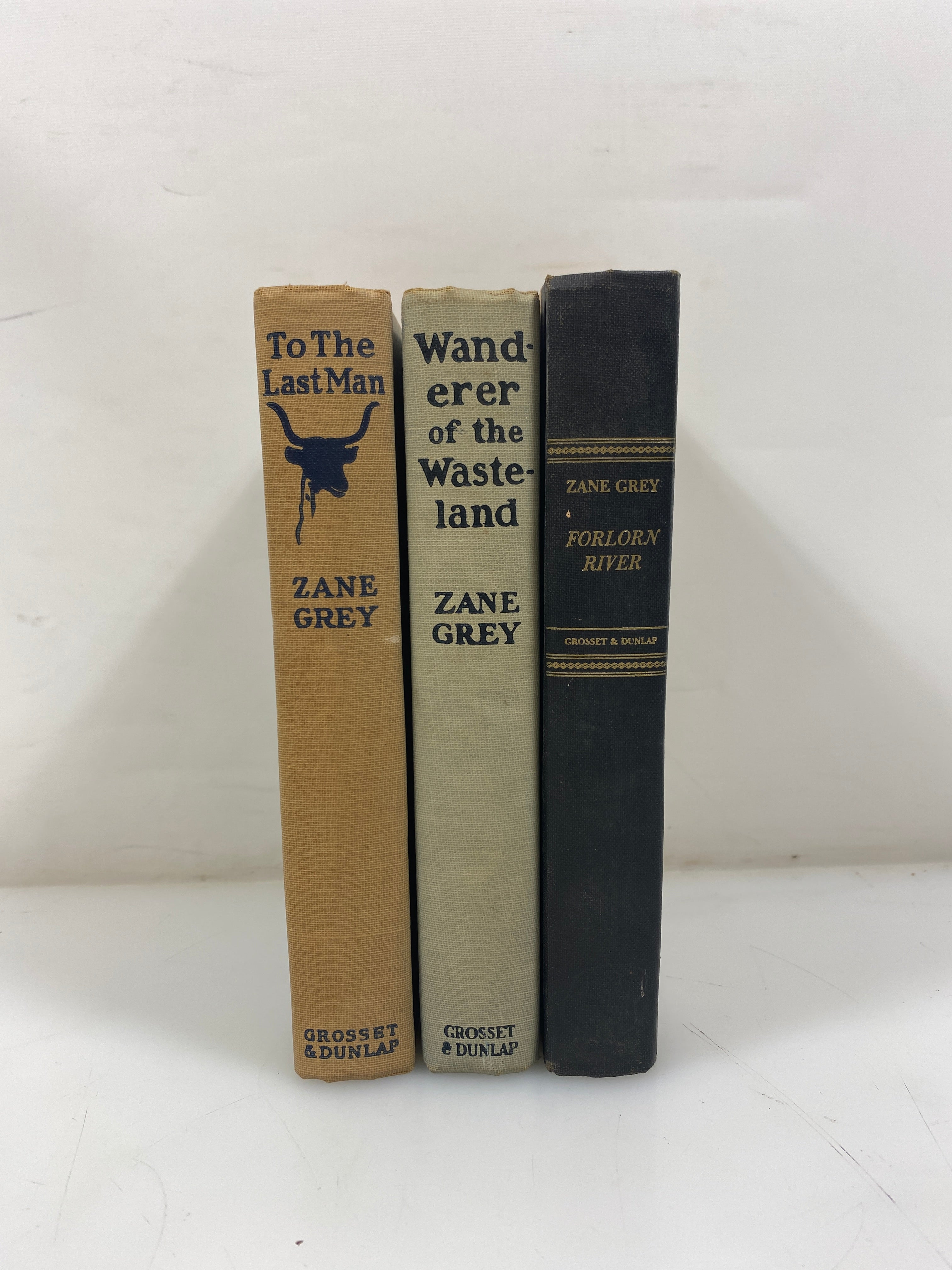 Set of 3 Zane Grey Hardcovers To the Last Man/Wanderer/Forlorn River 1920s HC