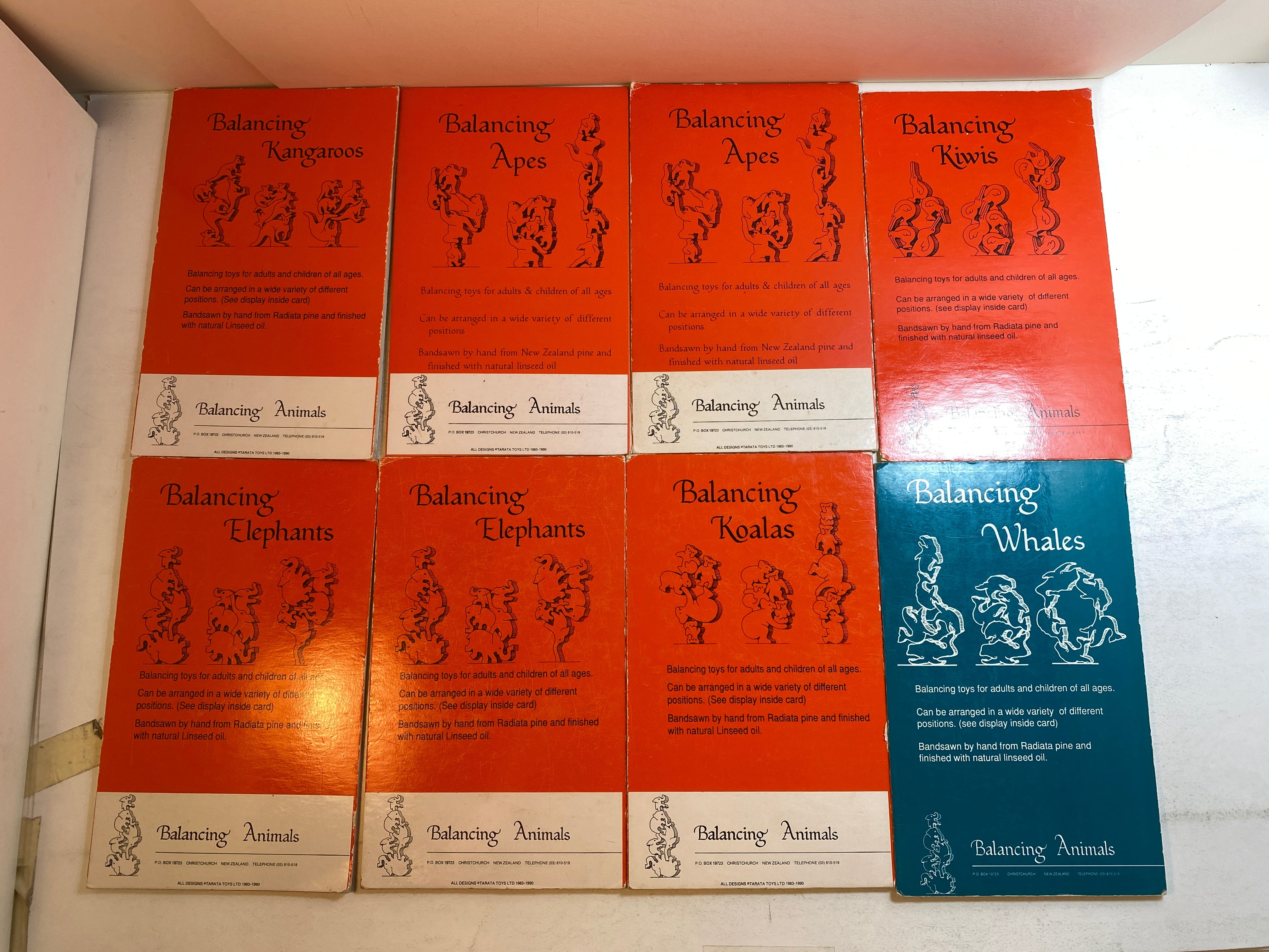 Lot of 8 Tarata Toys Balancing Animals Cards 1983-1990