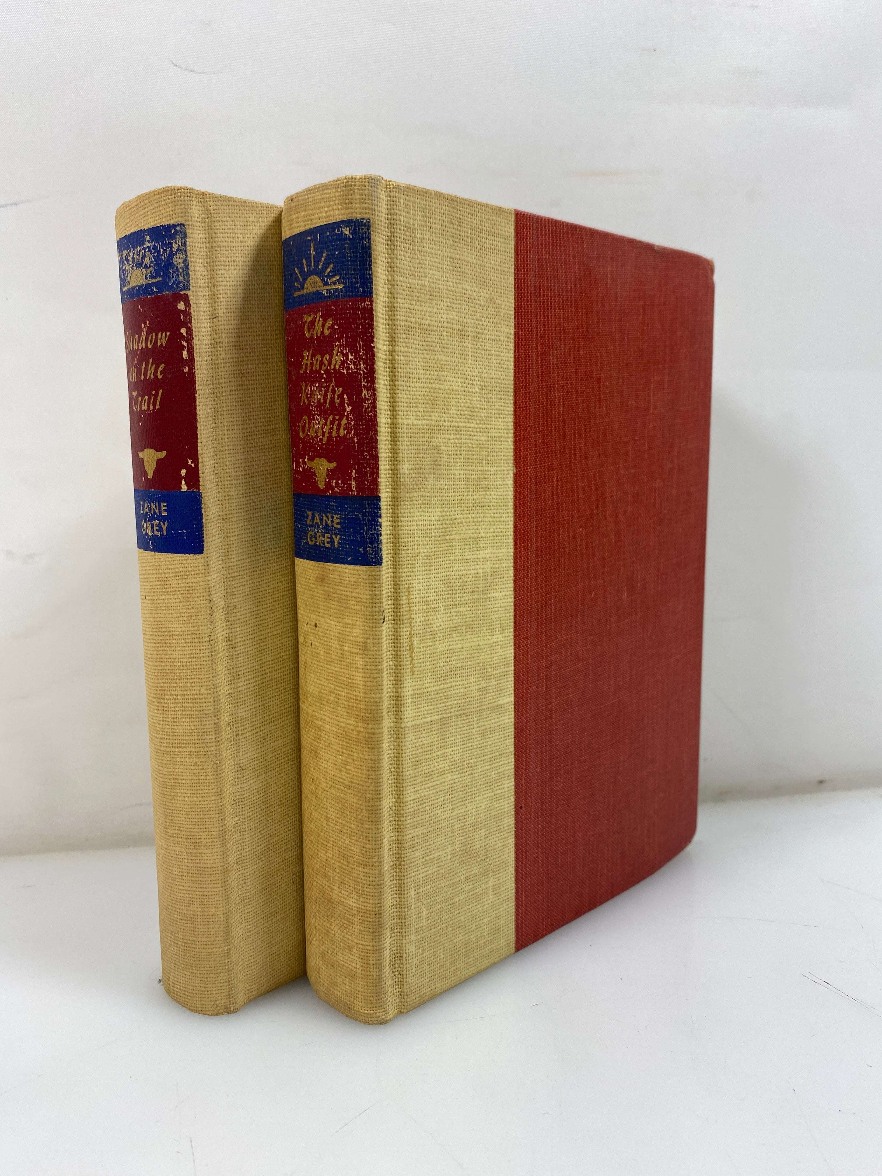 Set of 2 Zane Grey Hardcovers Shadow on the Trail/Hash Knife Outfit Ex-libra HC