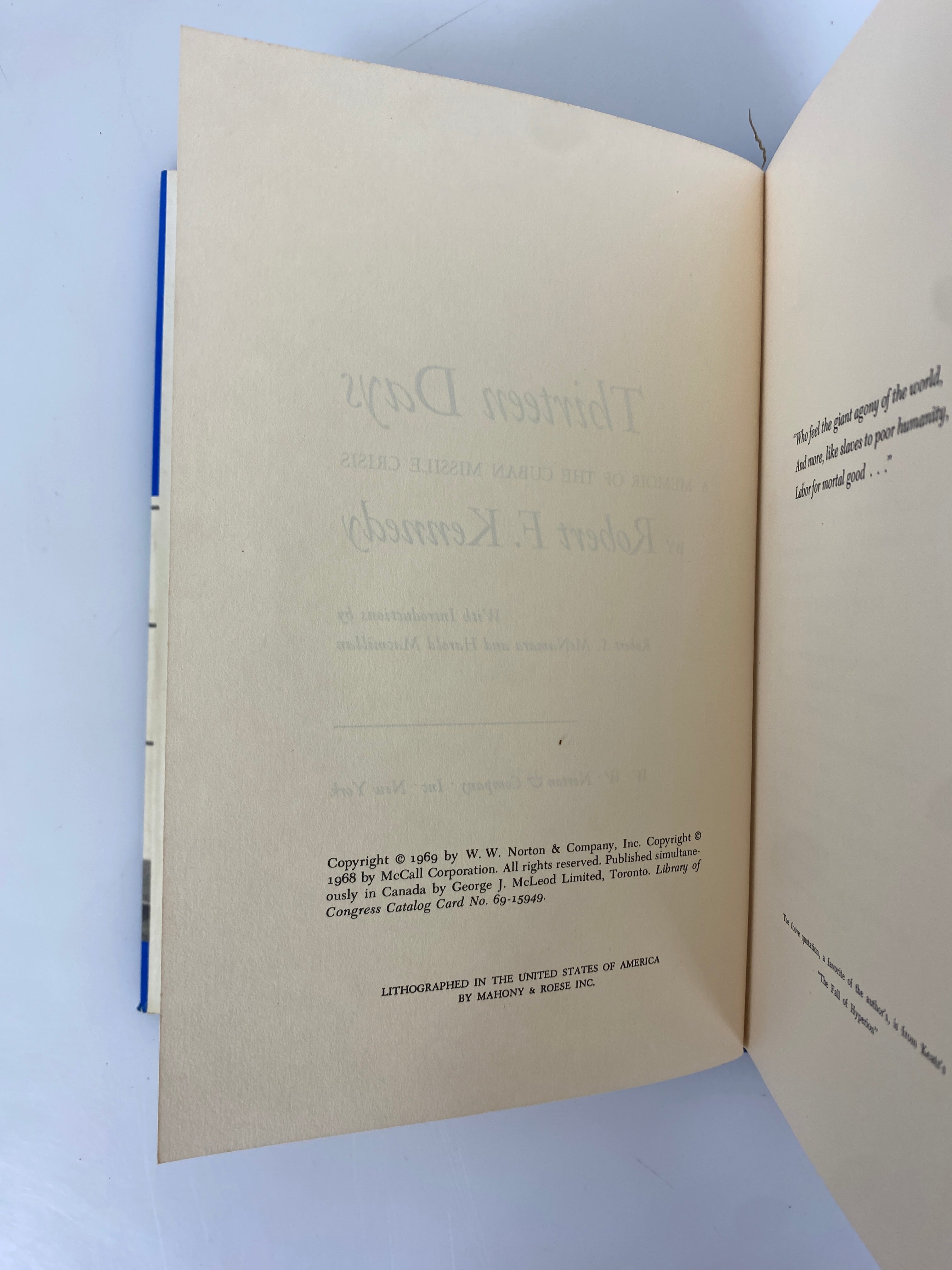 Thirteen Days by Robert F. Kennedy 1969 HCDJ