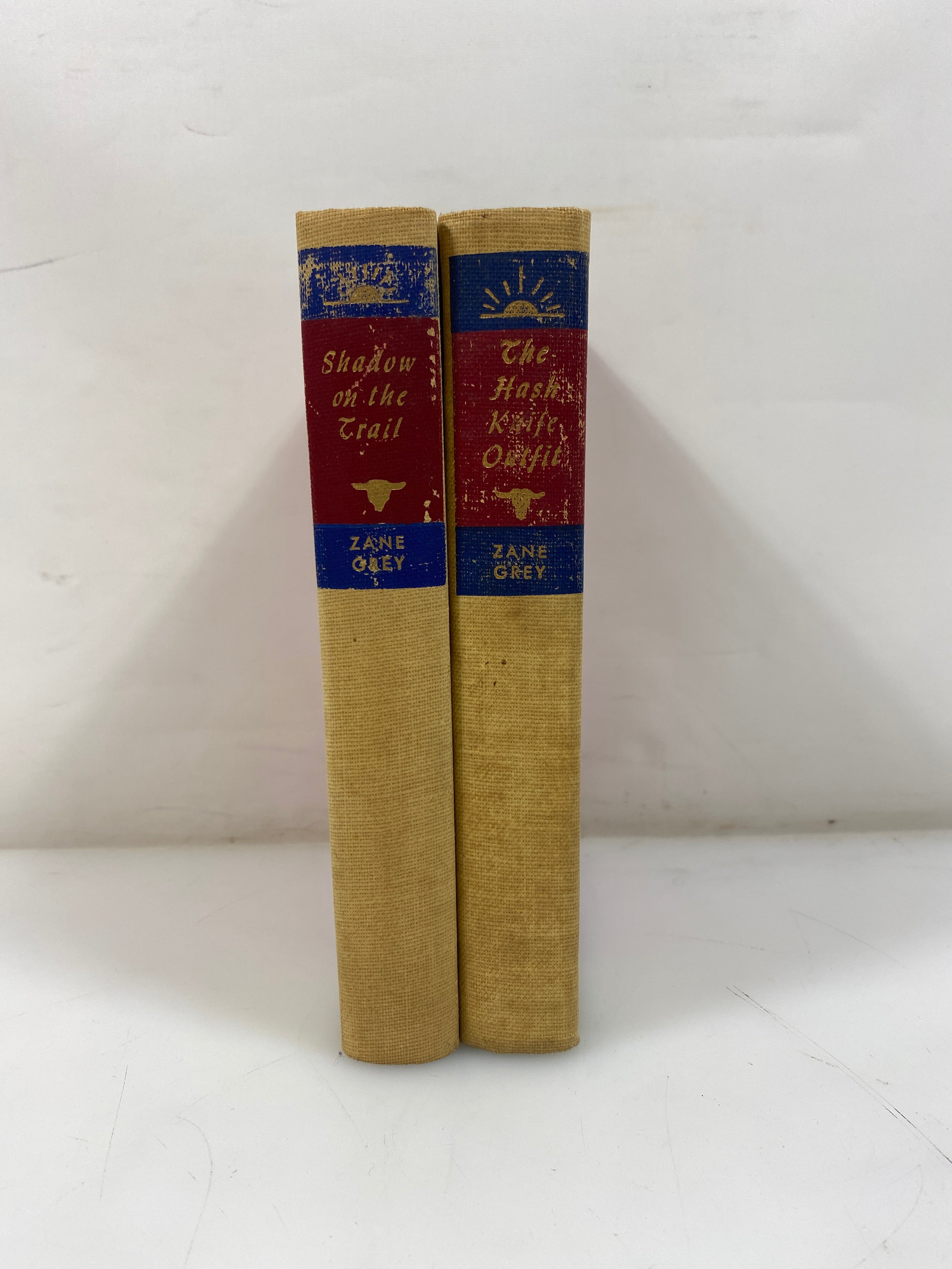 Set of 2 Zane Grey Hardcovers Shadow on the Trail/Hash Knife Outfit Ex-libra HC