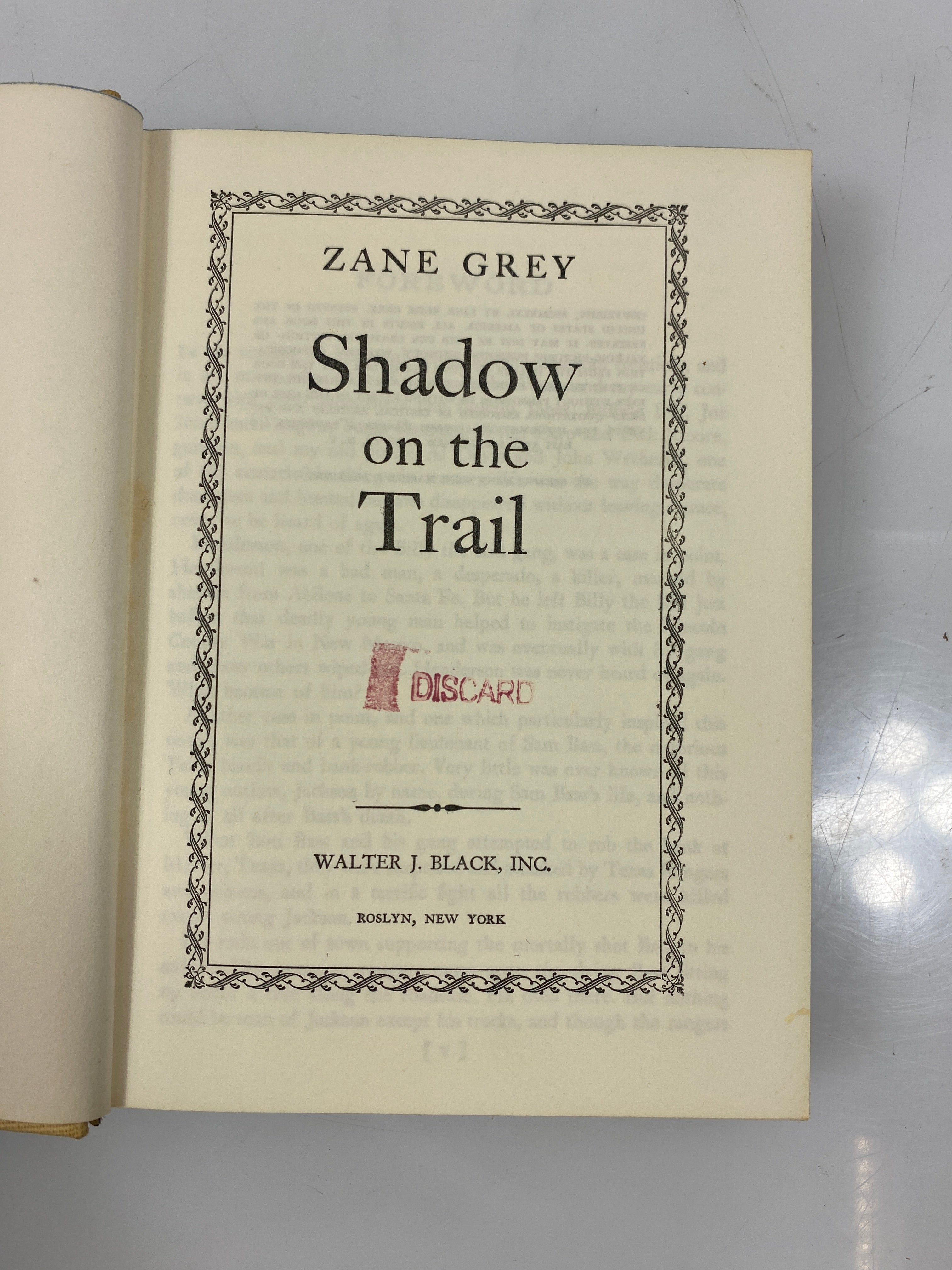 Set of 2 Zane Grey Hardcovers Shadow on the Trail/Hash Knife Outfit Ex-libra HC