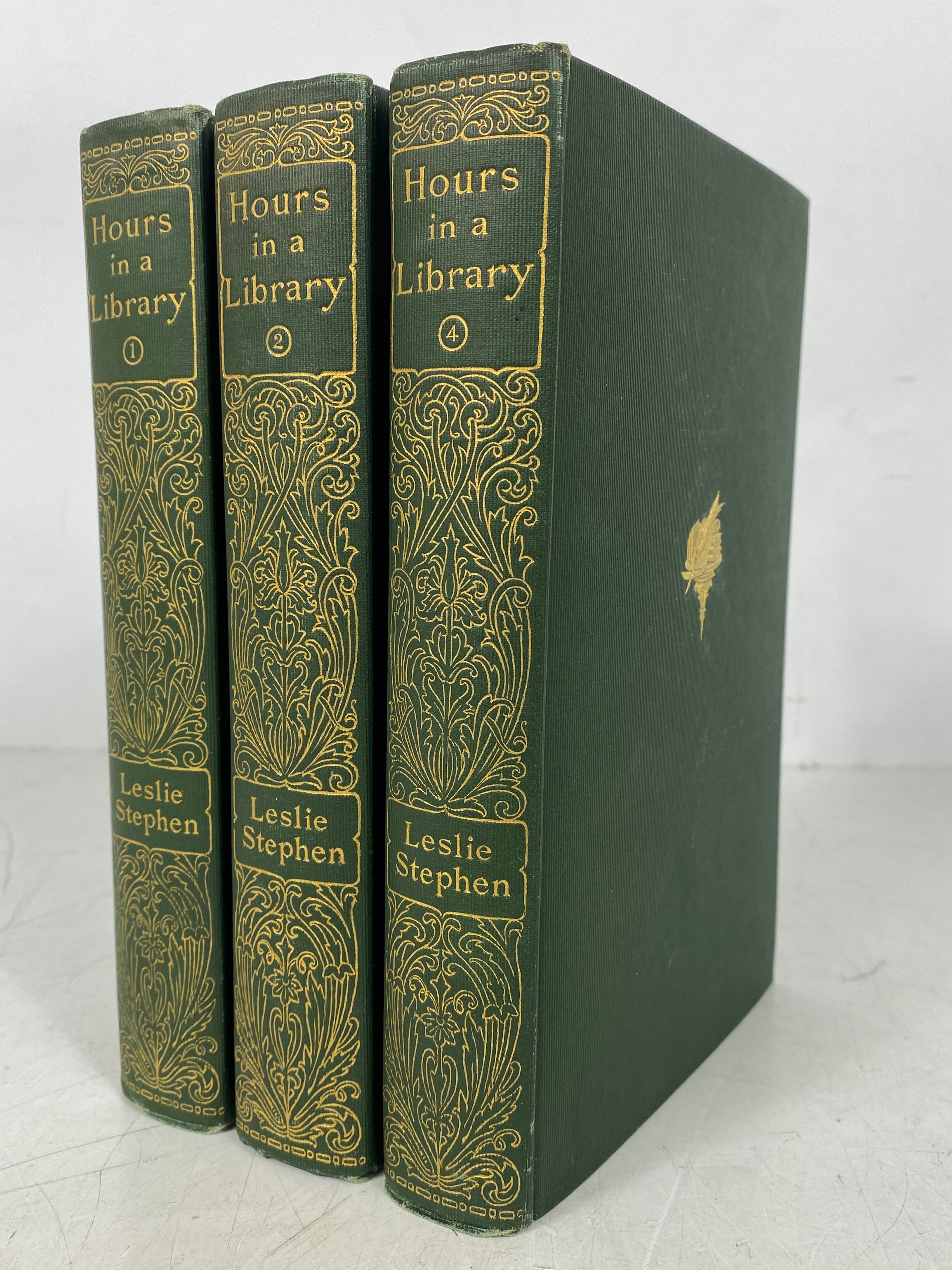 3 Volumes: Hours in a Library by Leslie Stephen (1, 2, 4) 1907 Antique HC