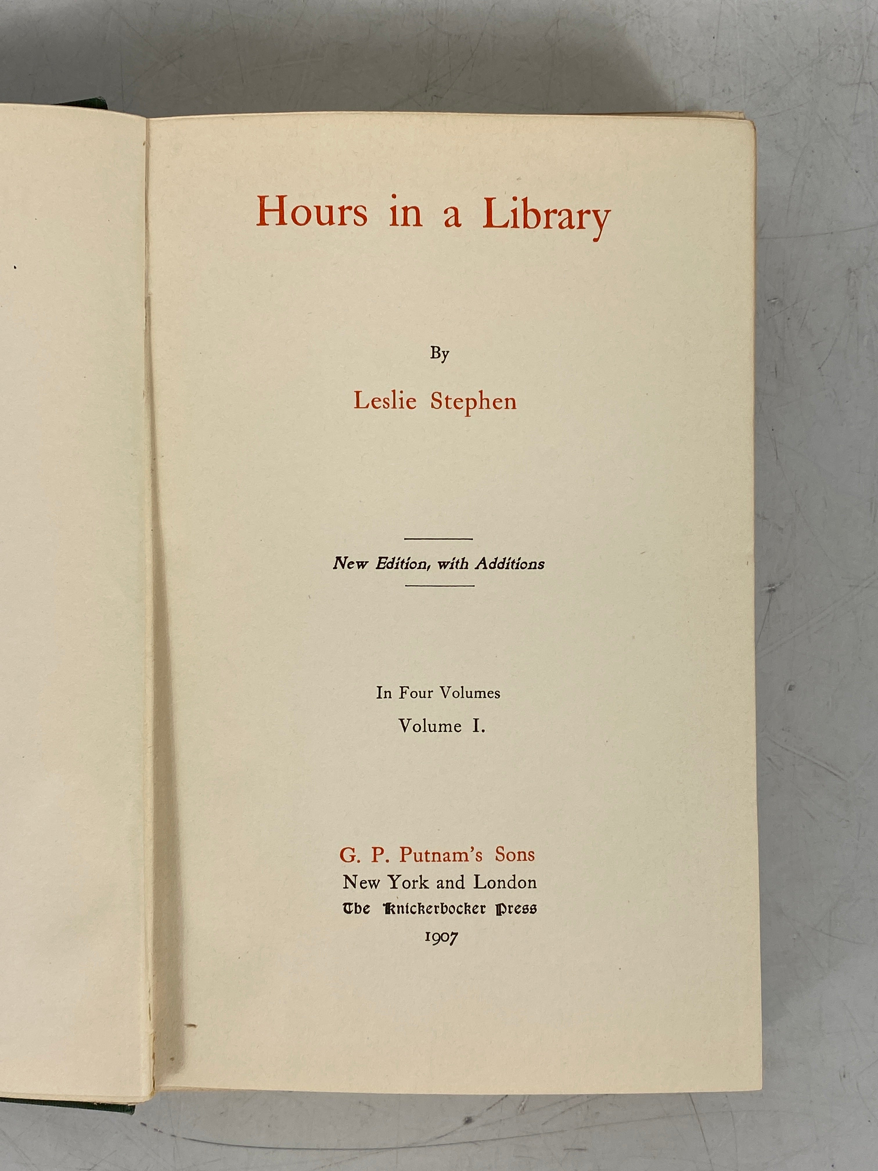 3 Volumes: Hours in a Library by Leslie Stephen (1, 2, 4) 1907 Antique HC