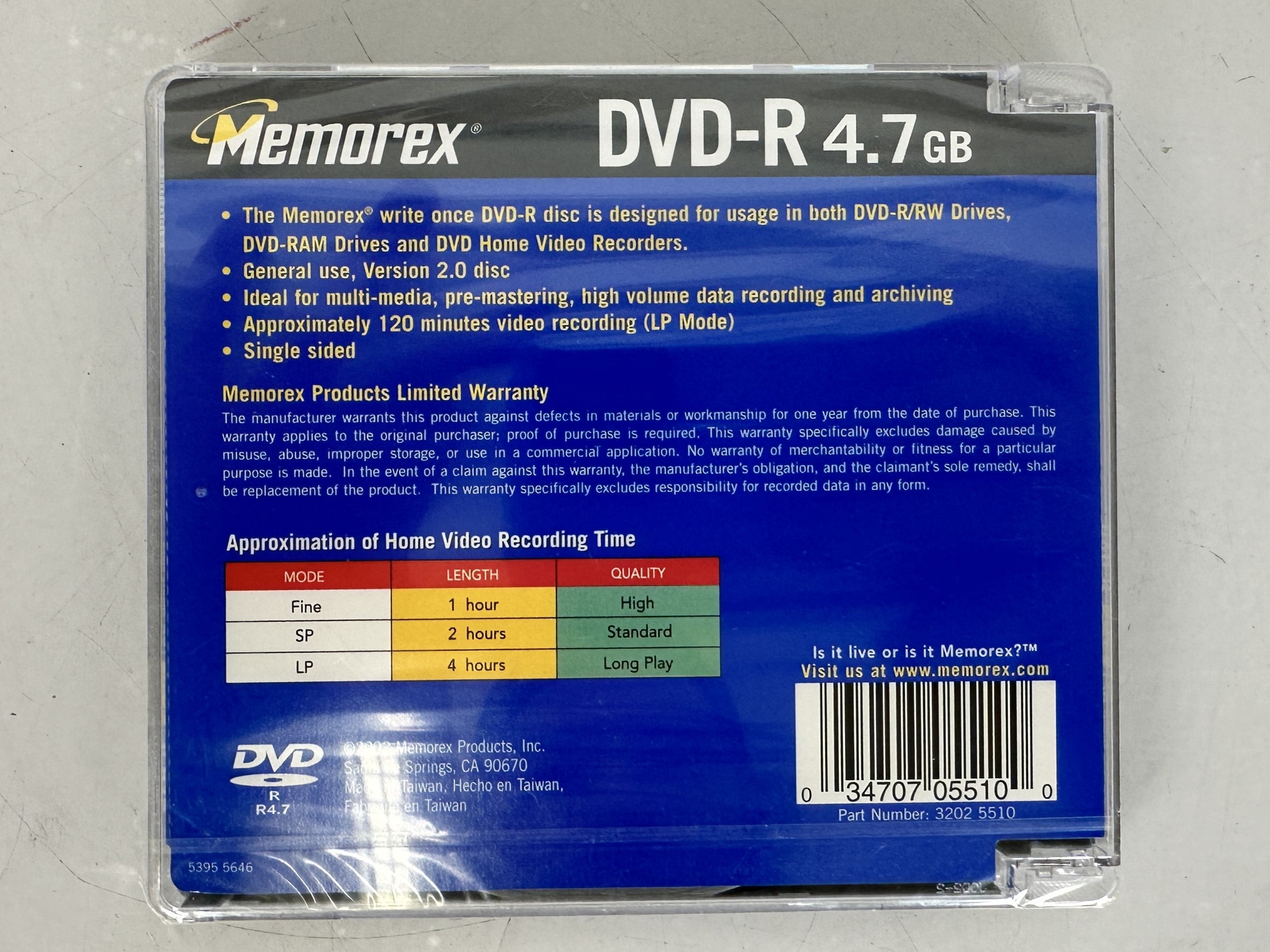 Memorex 4.7GB 120min DVD-R