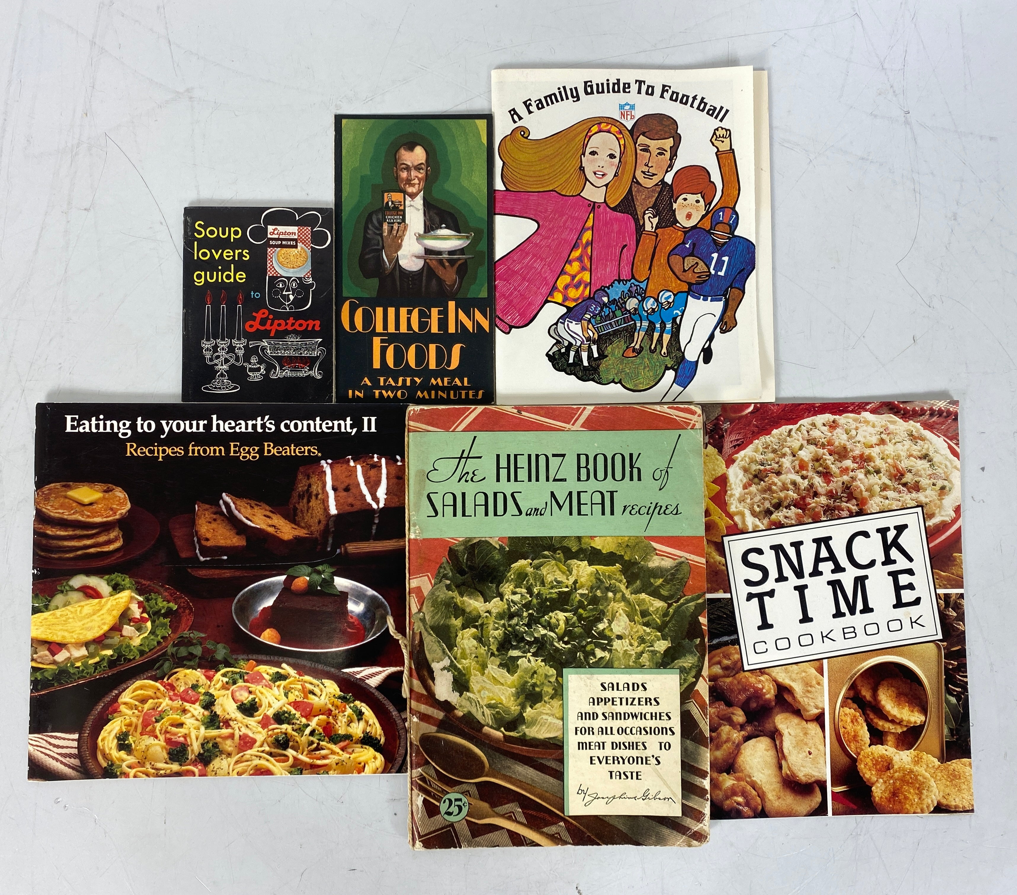 Lot of Vtg Recipe Booklets: Lipton/Heinz/Egg Beaters/NFL Tailgate Picnics SC