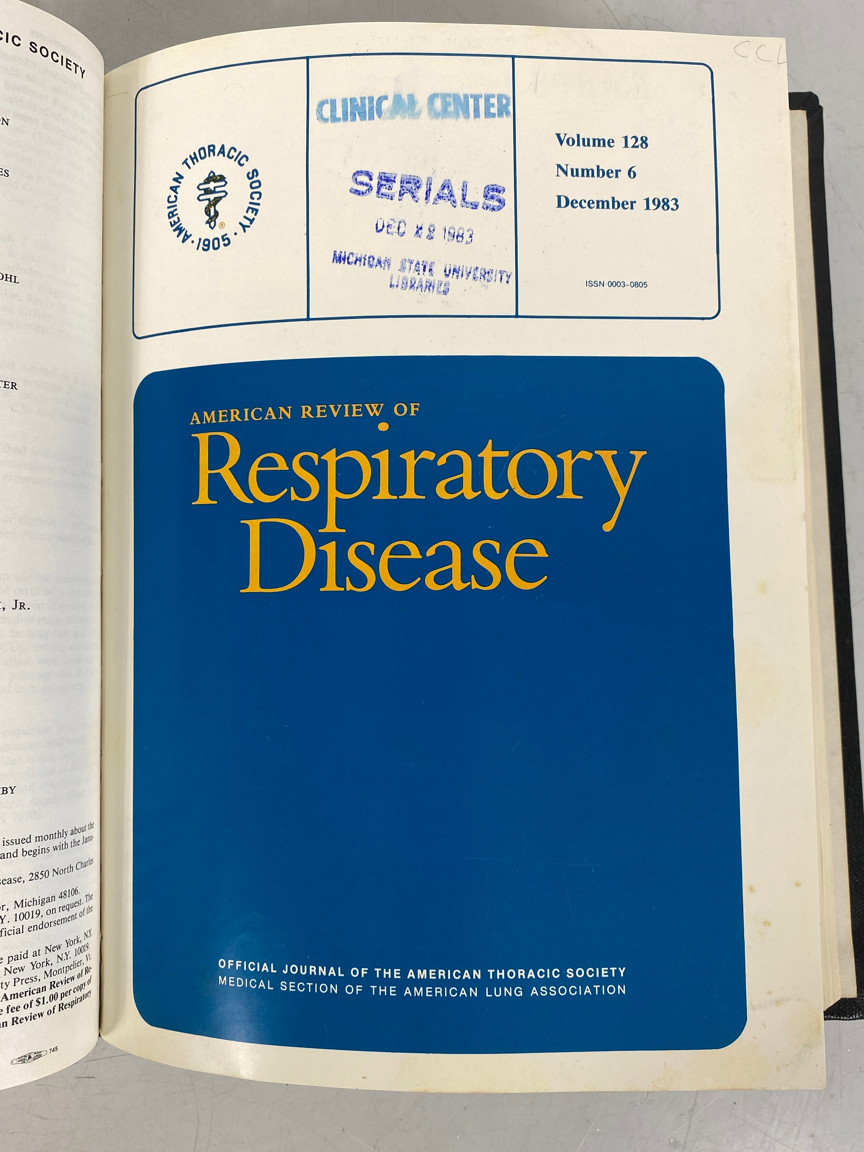 American Review of Respiratory Disease Vol 128 July-Dec 1983 HC