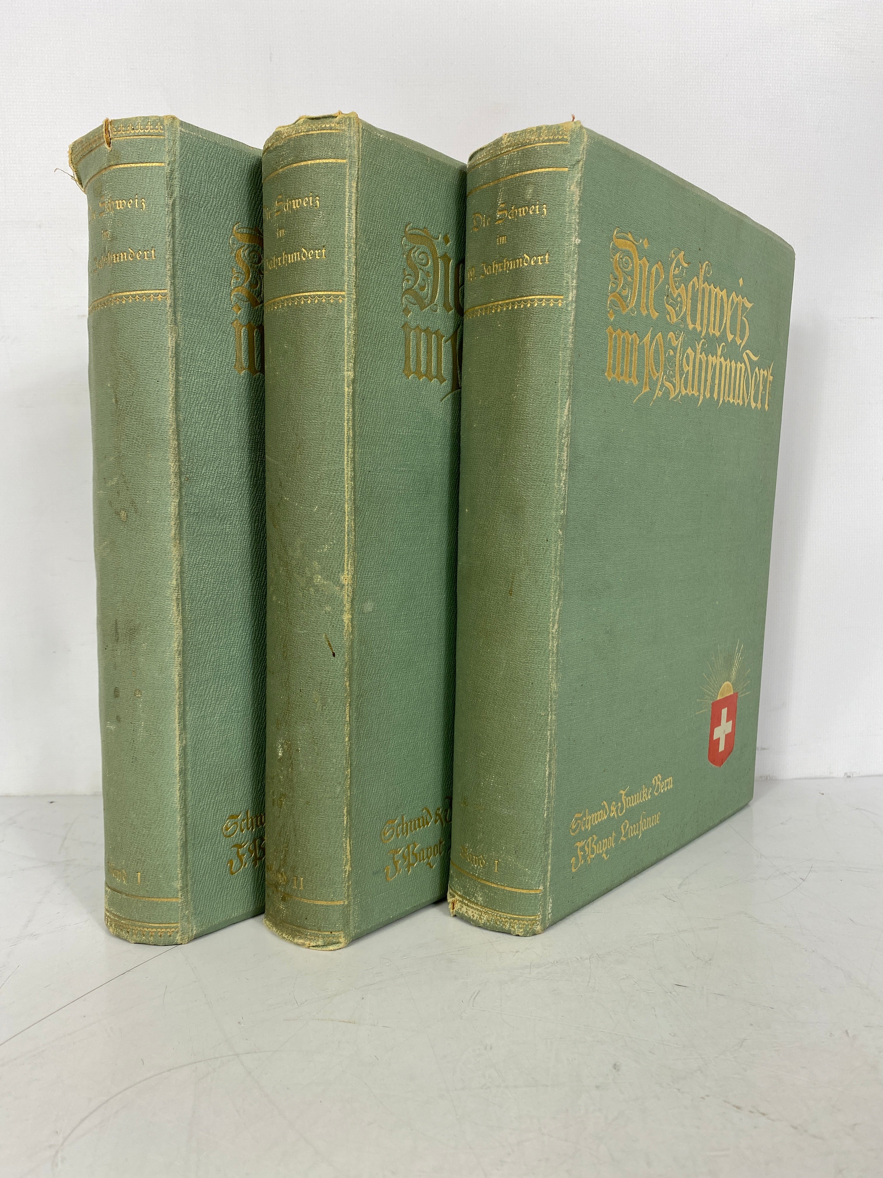 3 Vol Set: Switzerland in the 19th Century (in German) 1899 Antique HC