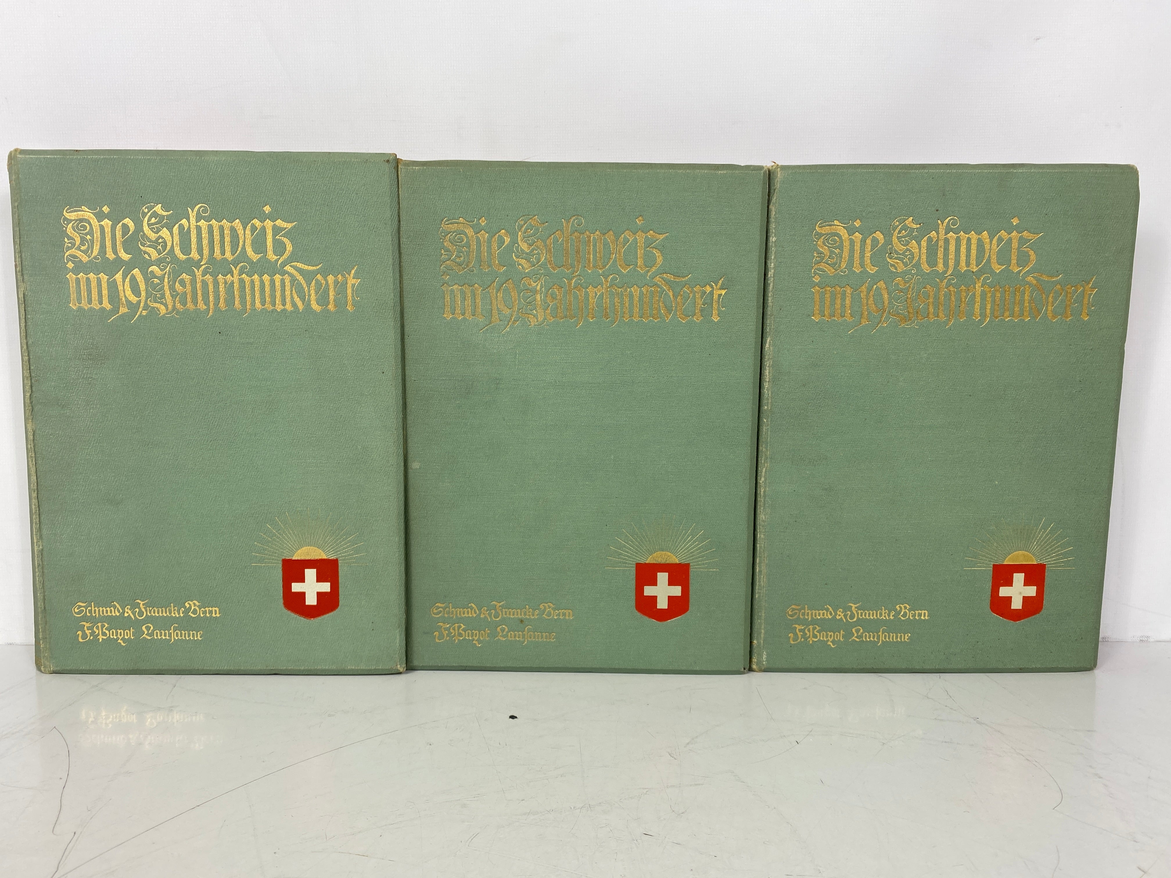 3 Vol Set: Switzerland in the 19th Century (in German) 1899 Antique HC