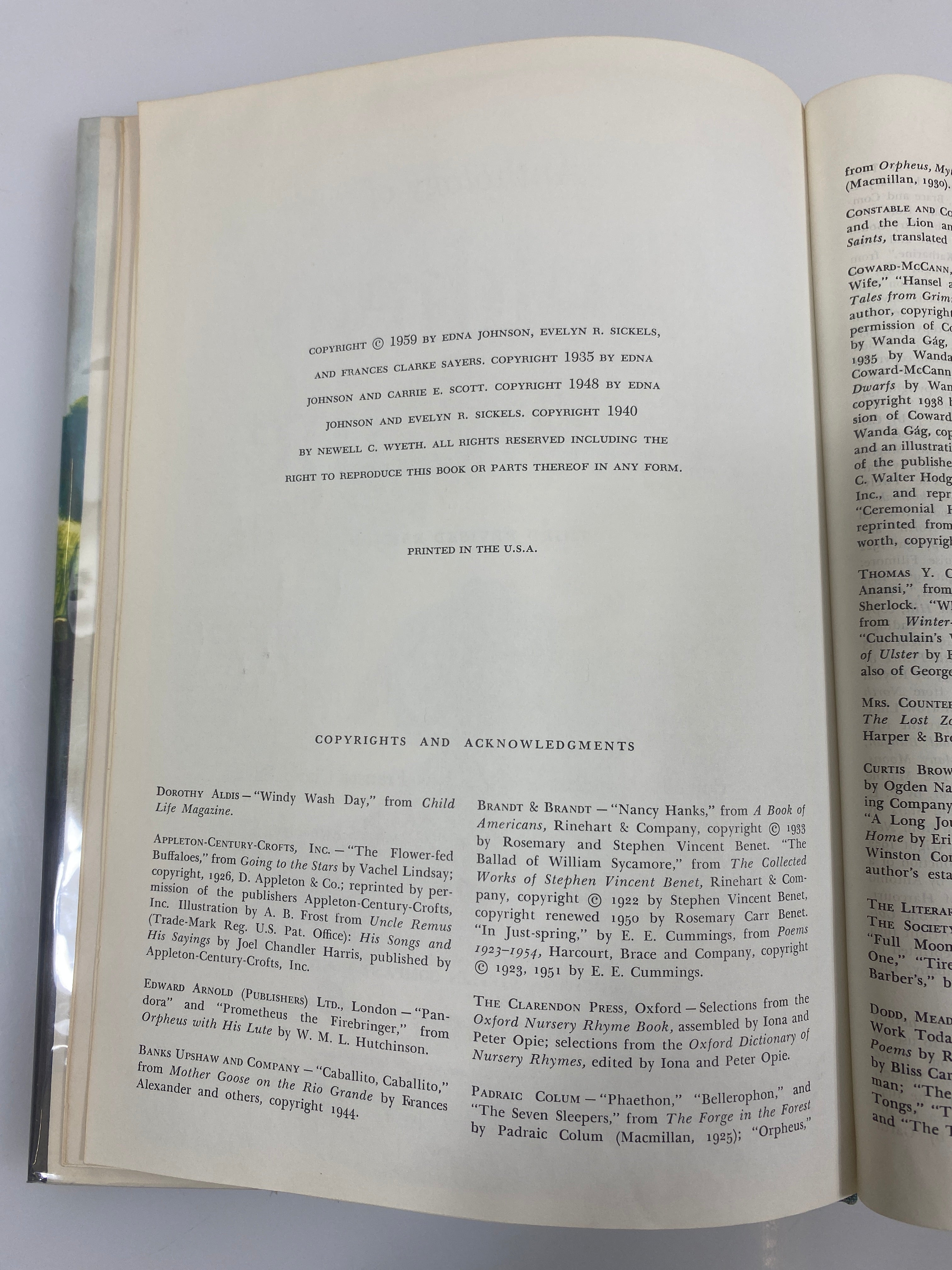 Anthology of Children's Literature 3rd Ed. 1959 Ex-Library HCDJ