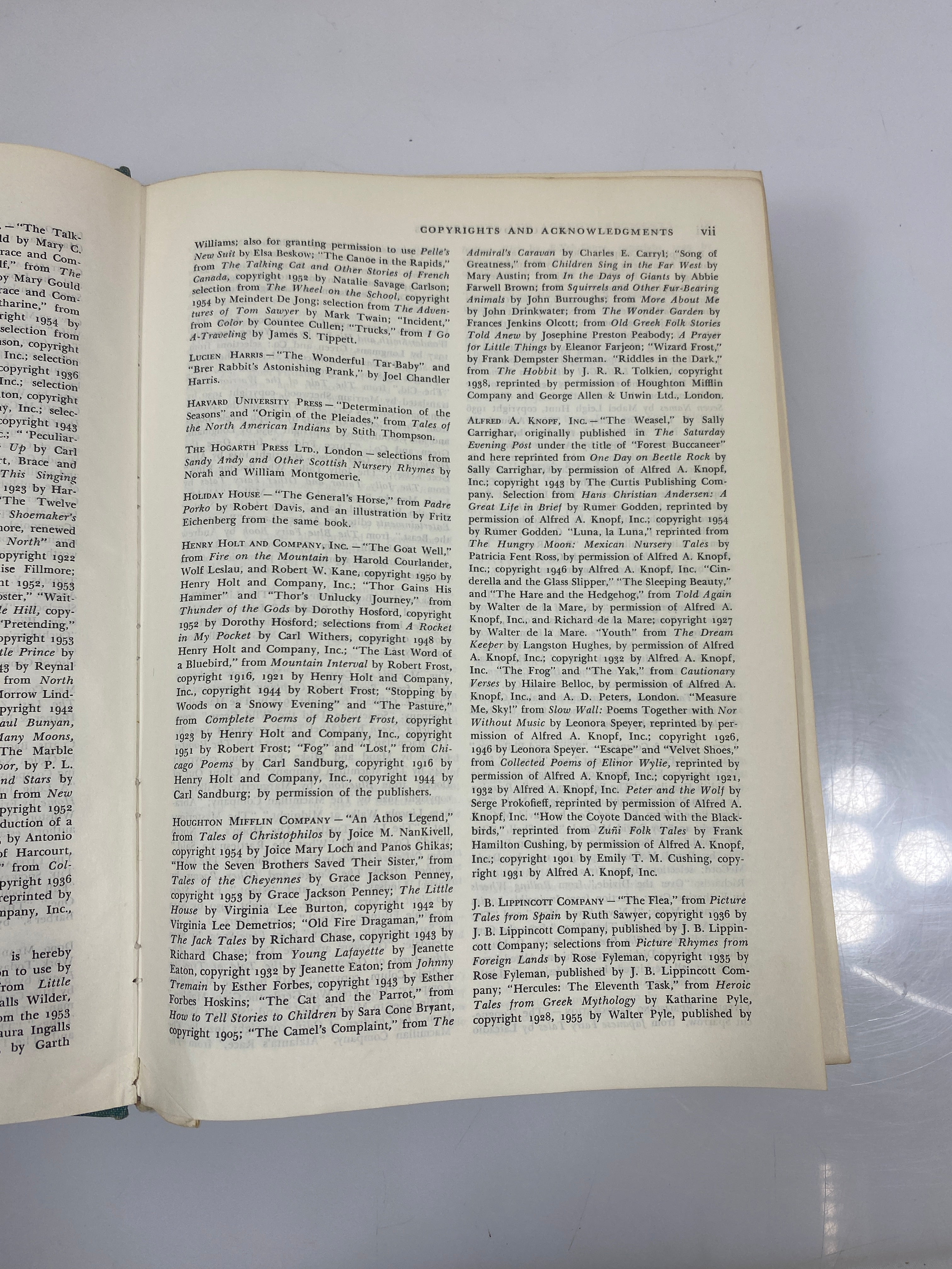 Anthology of Children's Literature 3rd Ed. 1959 Ex-Library HCDJ