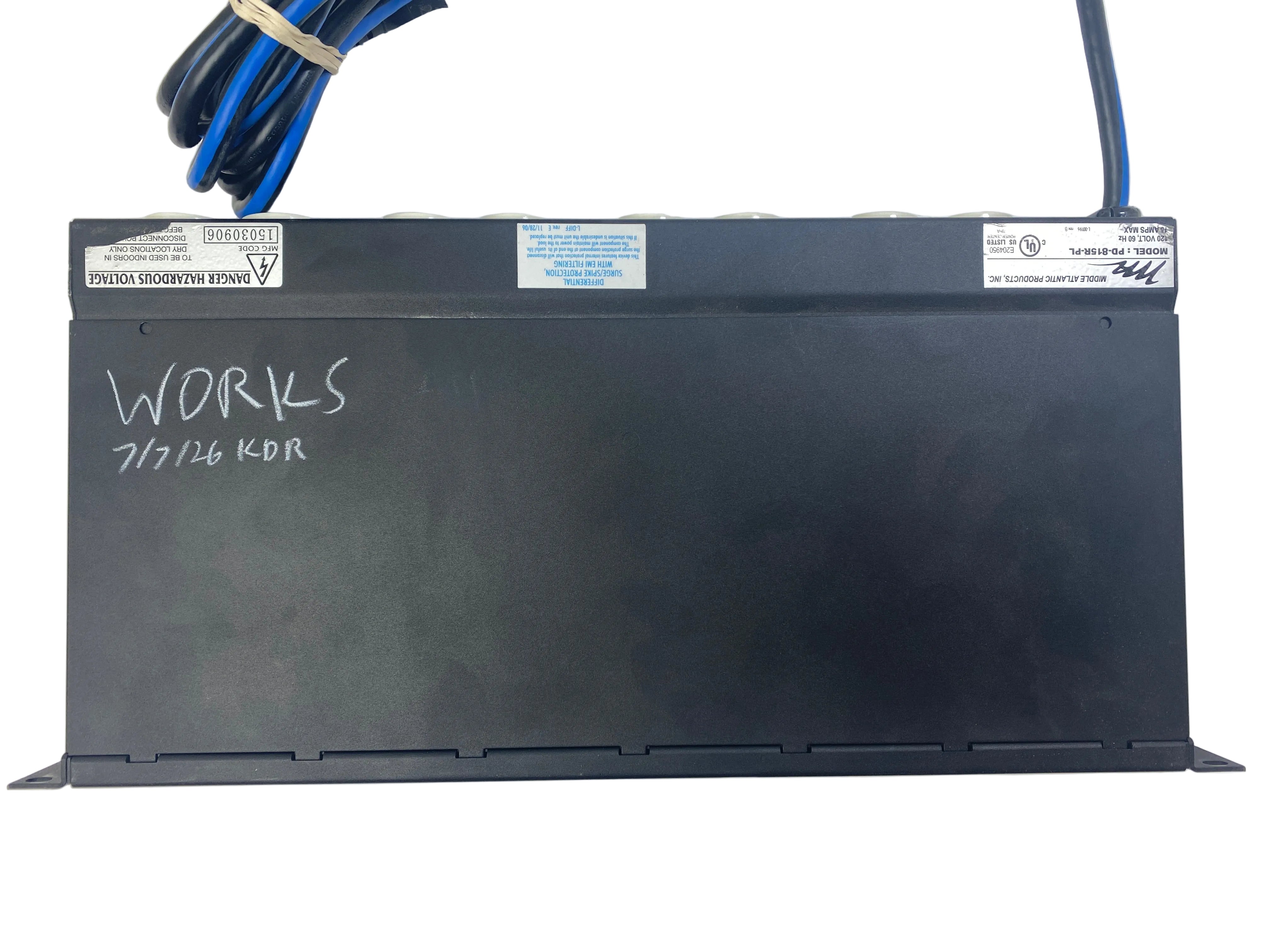 Middle Atlantic PD-915R-PL 15-Amp 8-Outlet Rackmount Powerstrip