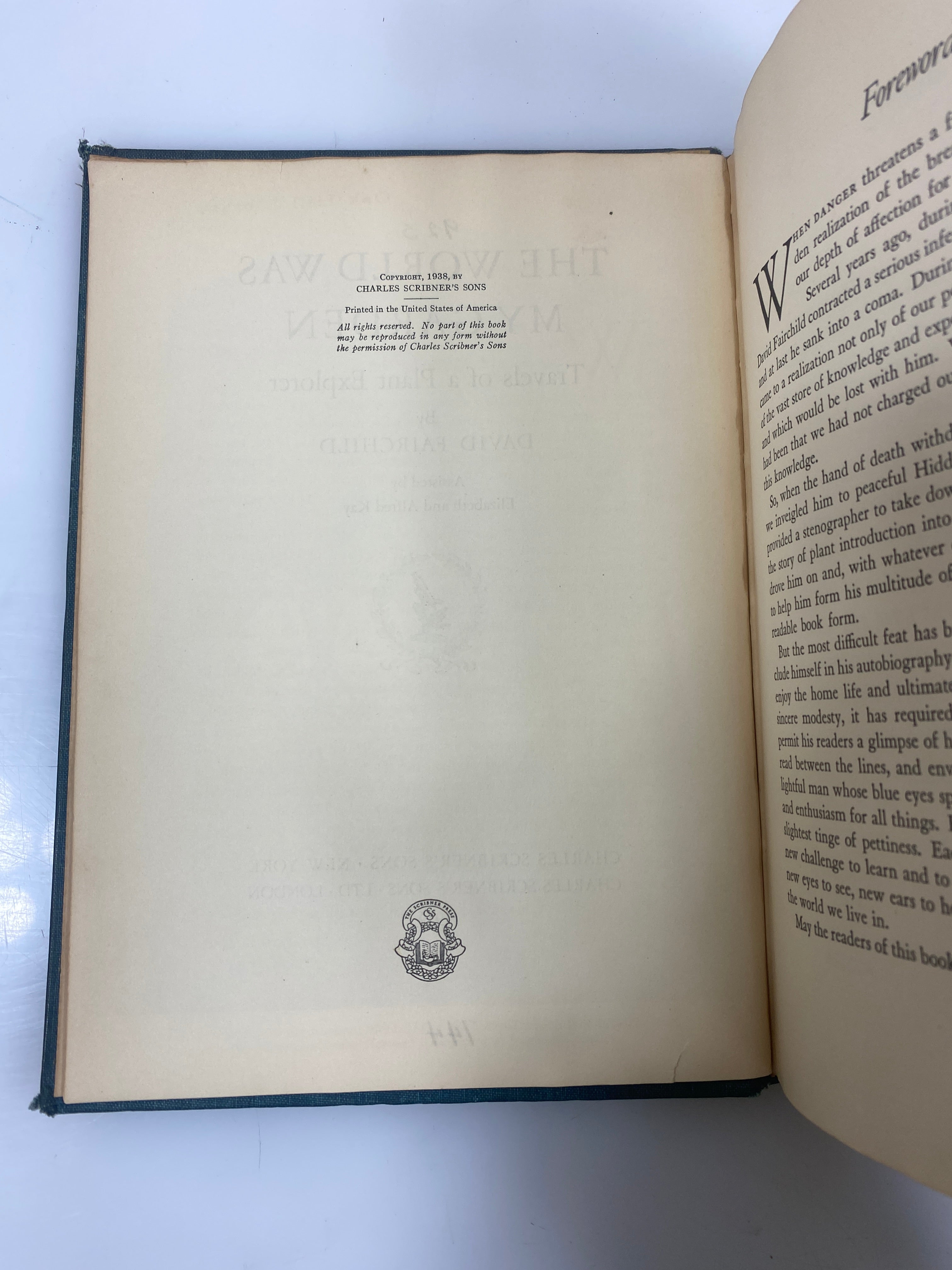 The World Was My Garden by Fairchild Ex-Library 1938 HC