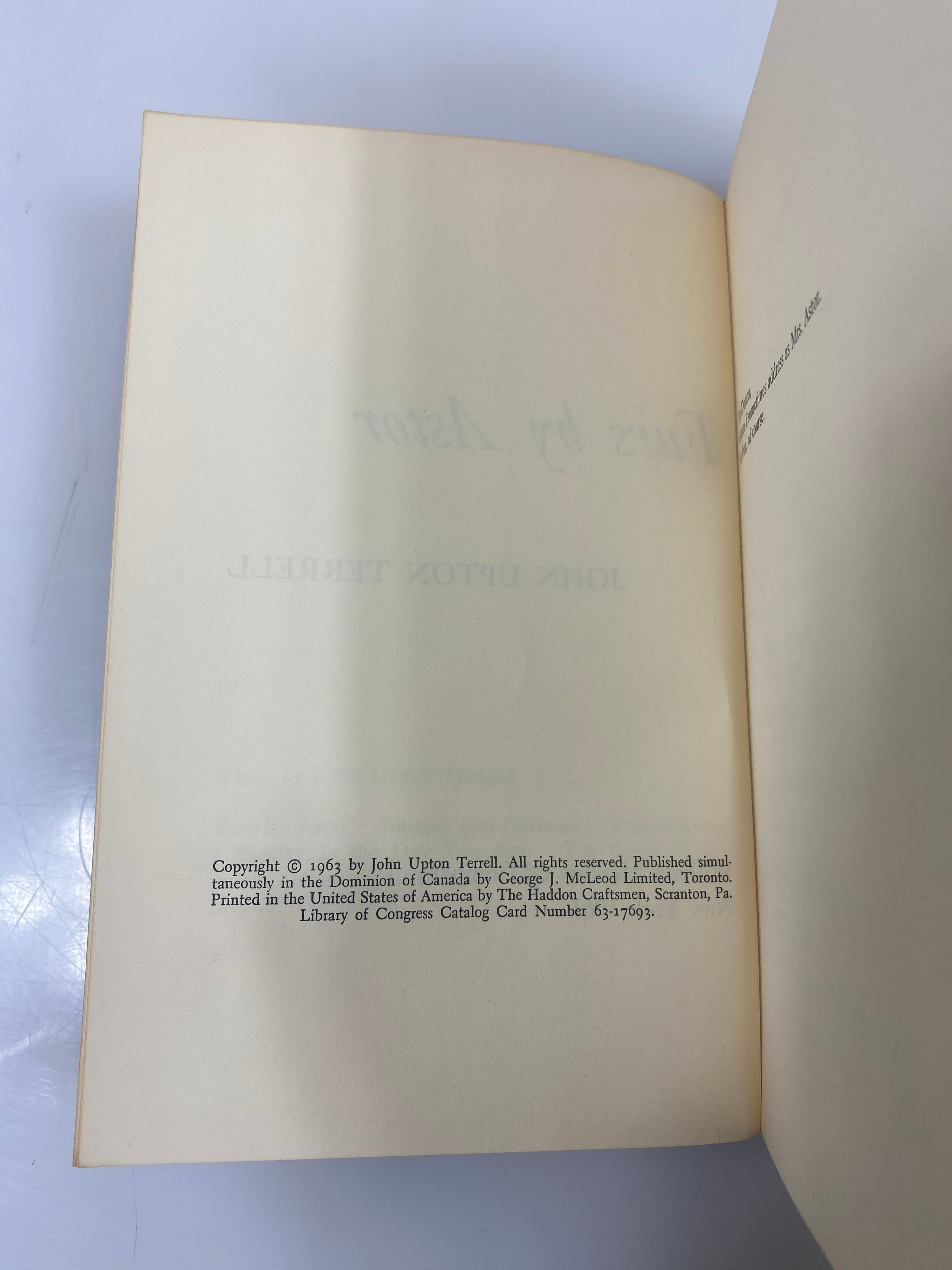 Furs by Astor by Terrell William Morrow & Co 1963 HCDJ