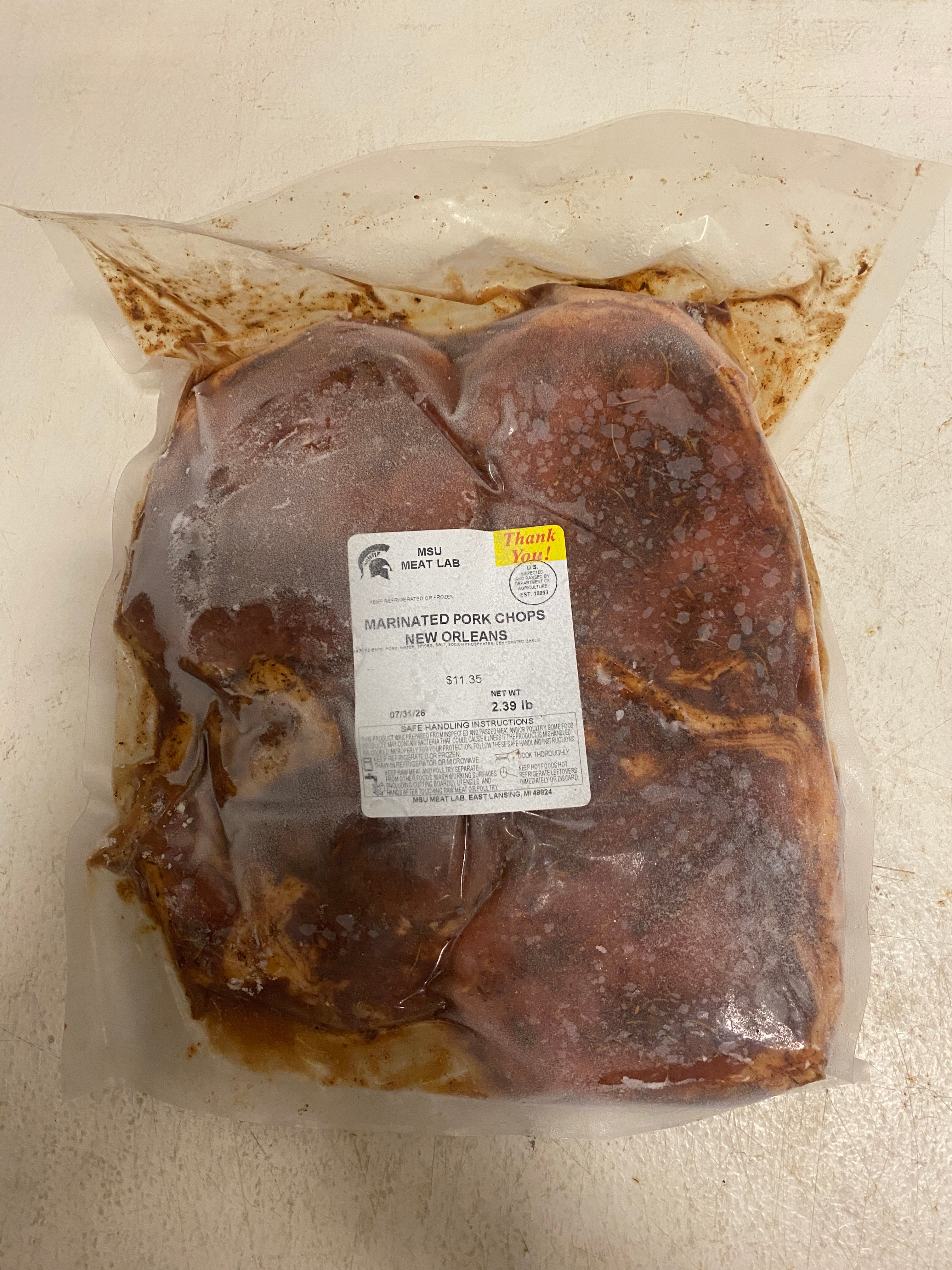 MSU Meat Labs Marinated Pork Chops New Orleans