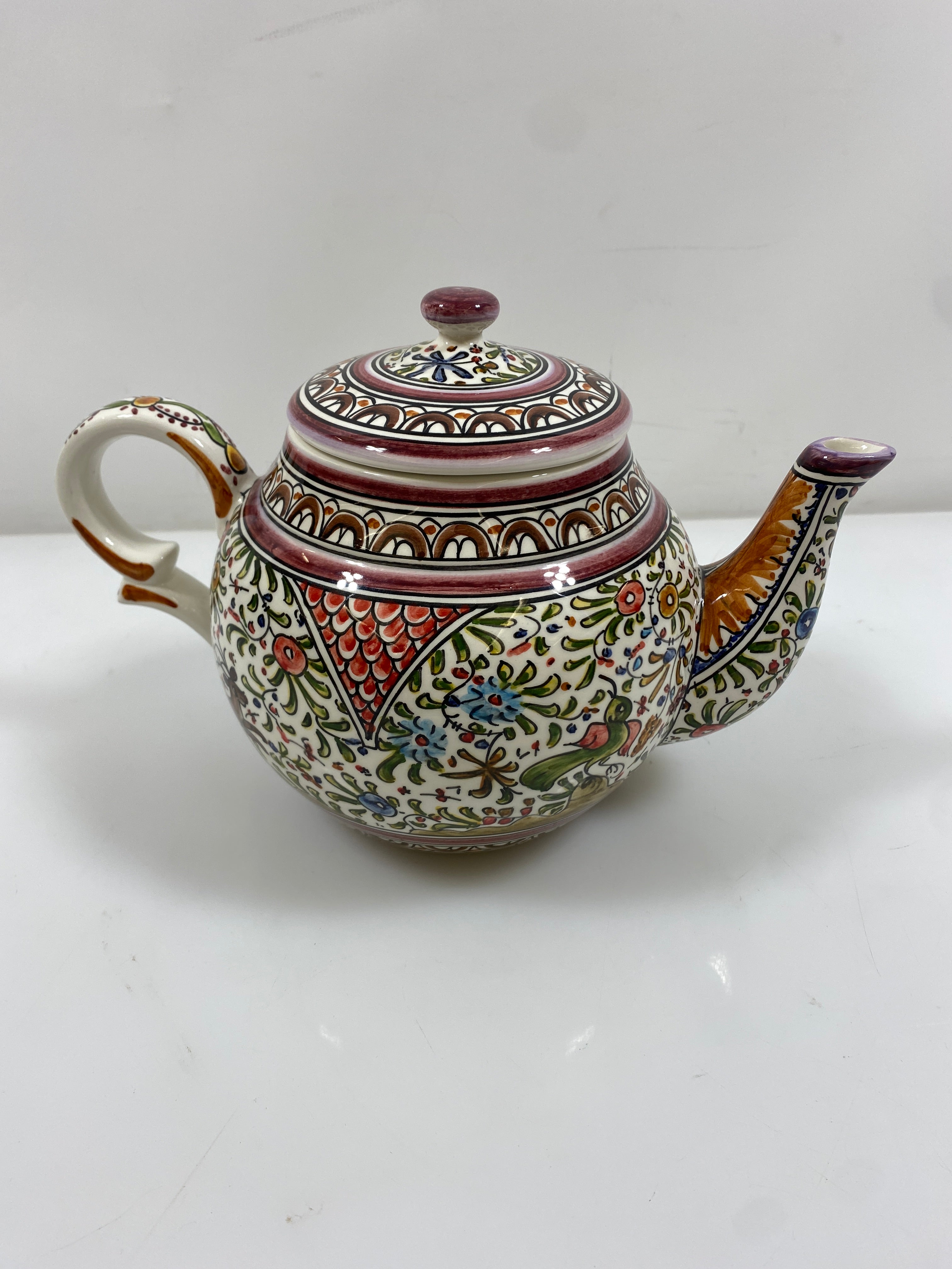 Ceramicas De Coimbra Hand Painted Multicolor Teapot Portugal
