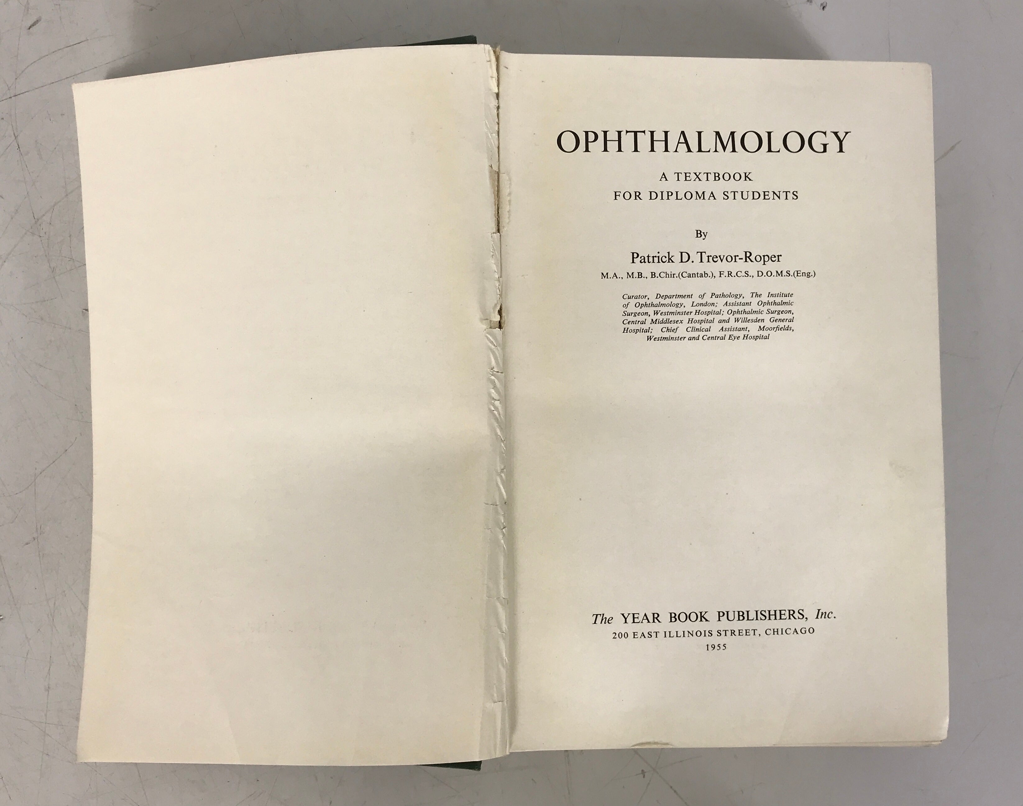 Ophthalmology a Textbook for Diploma Students 1955 Trevor-Roper HC Ex-Library