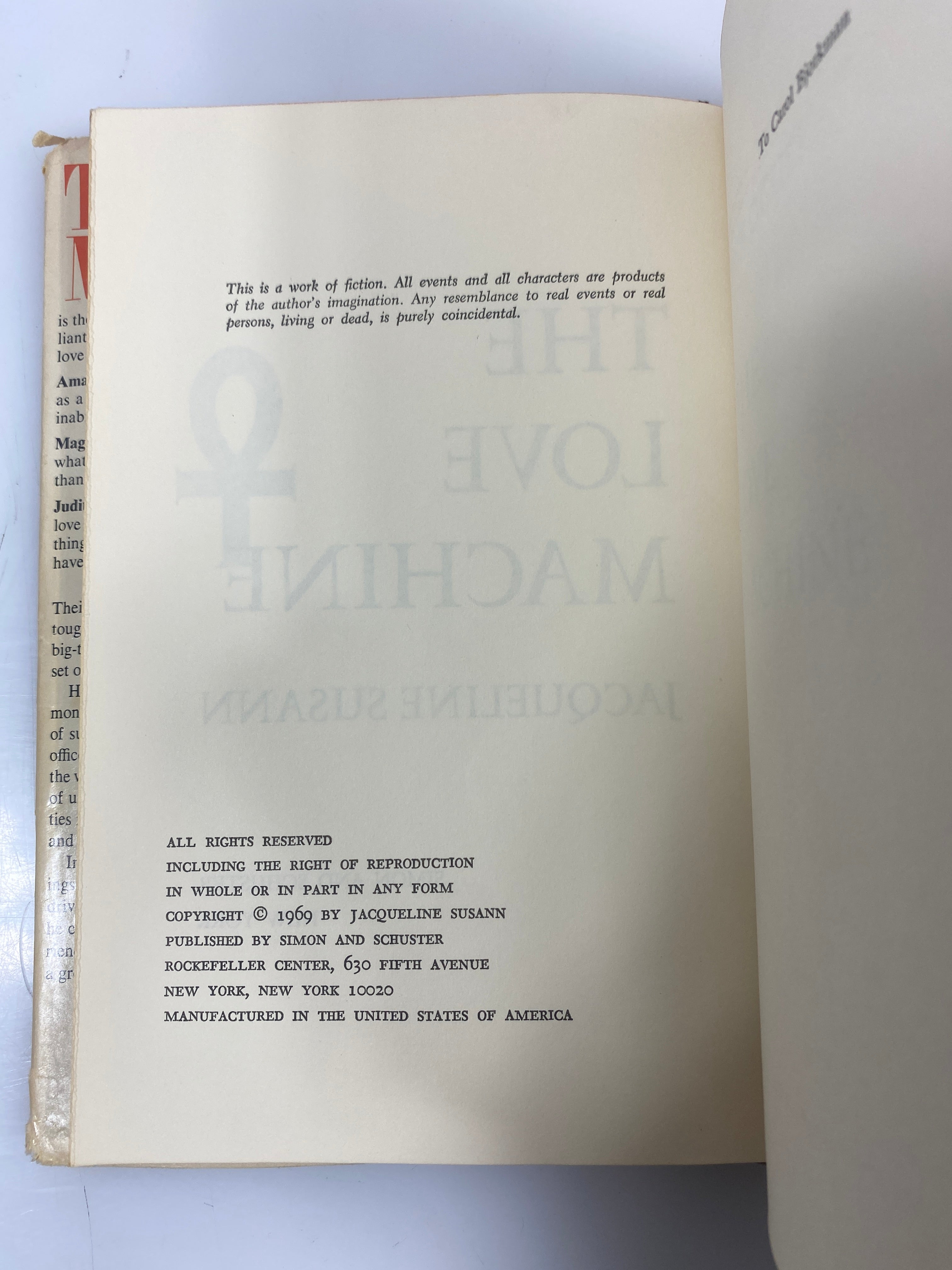 The Love Machine by Susann Simon & Schuster 1969 HCDJ BCE