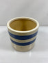 White Blue Striped Flower Pot