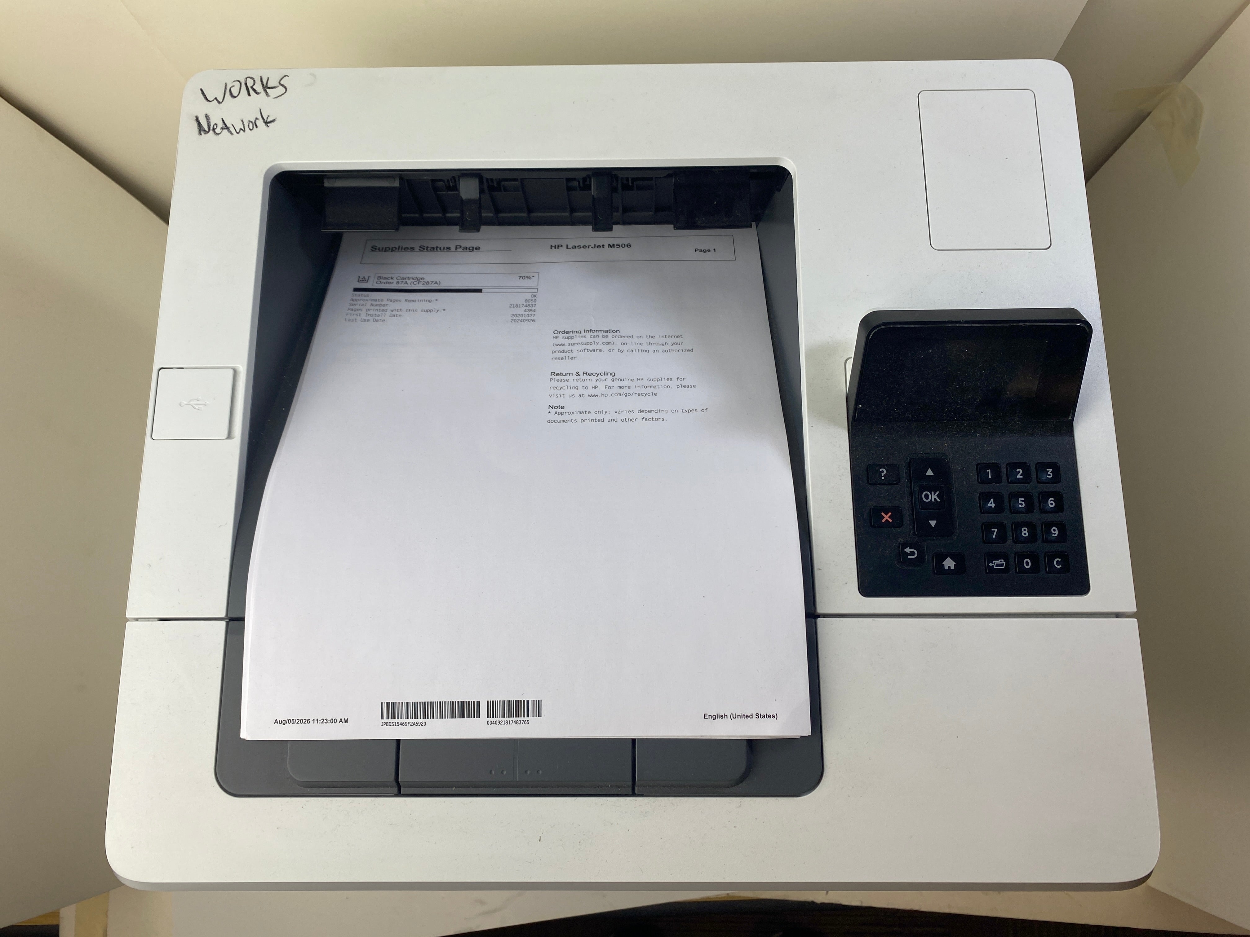 HP Color LaserJet Enterprise M506 Laser Printer w/ Tray 3