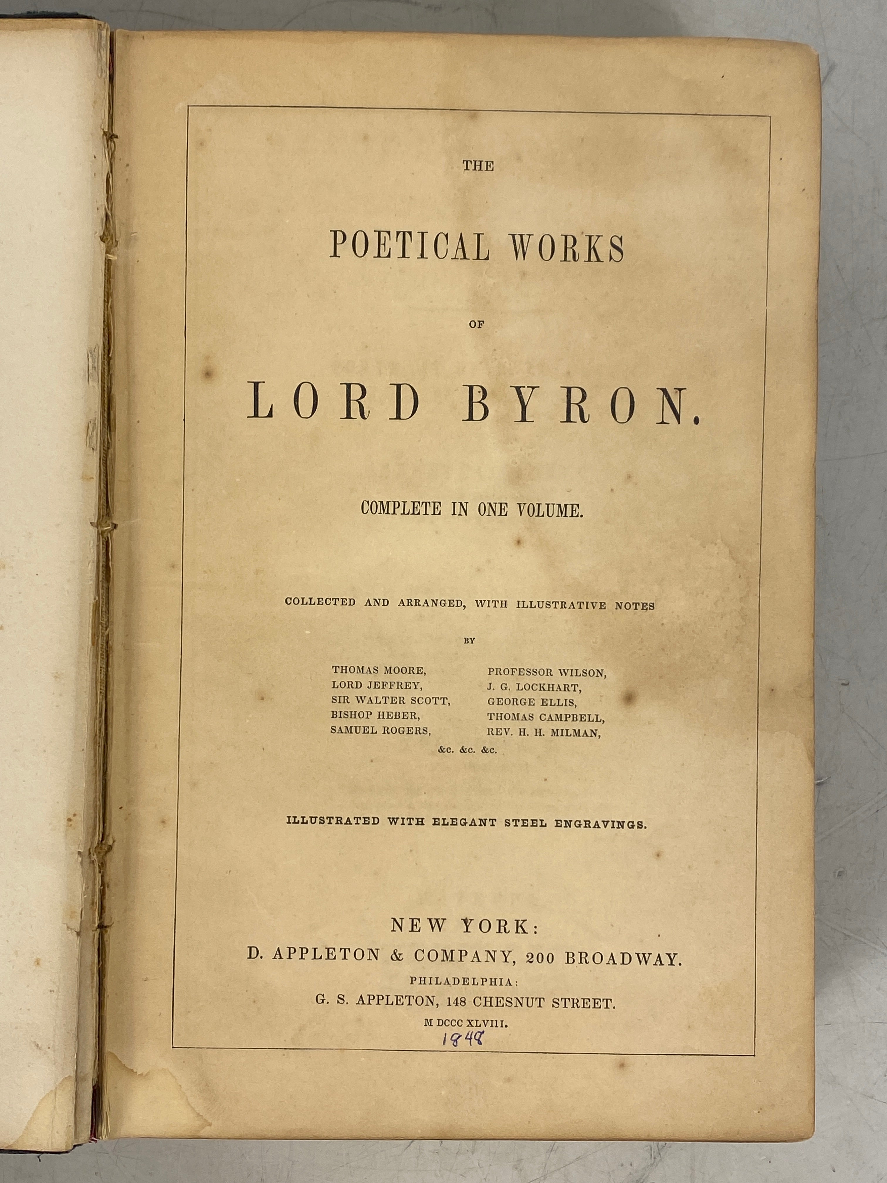 Byron's Works Complete in One Volume 1848 Antique HC