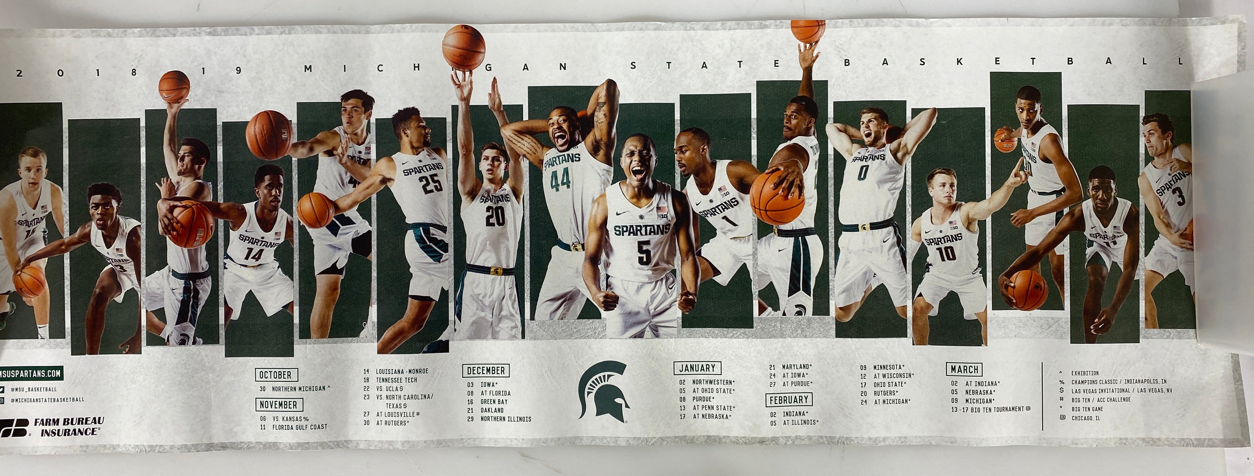 MSU Basketball Schedule Poster 2018-2019