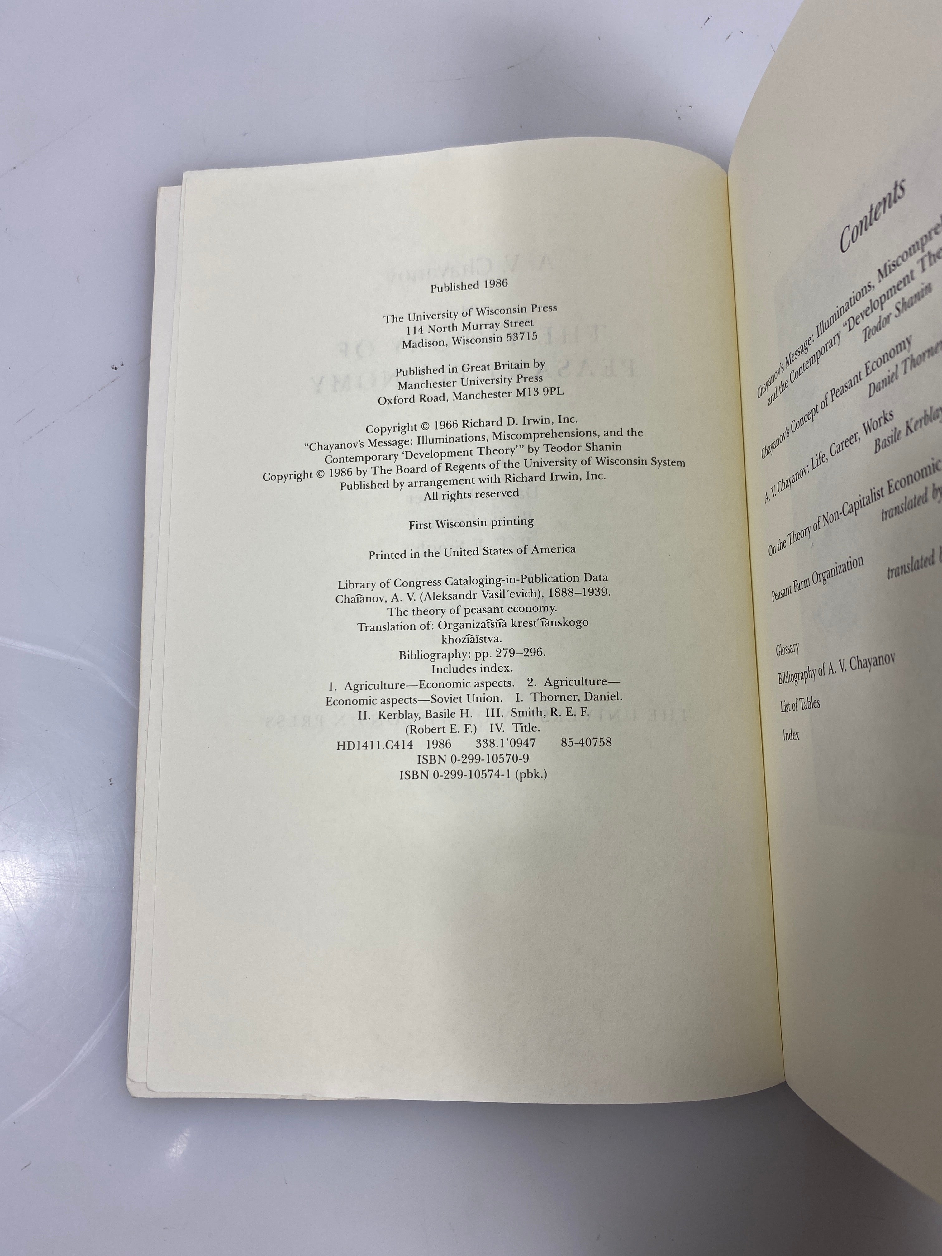 The Theory of Peasant Economy by Chayanov 1986 SC