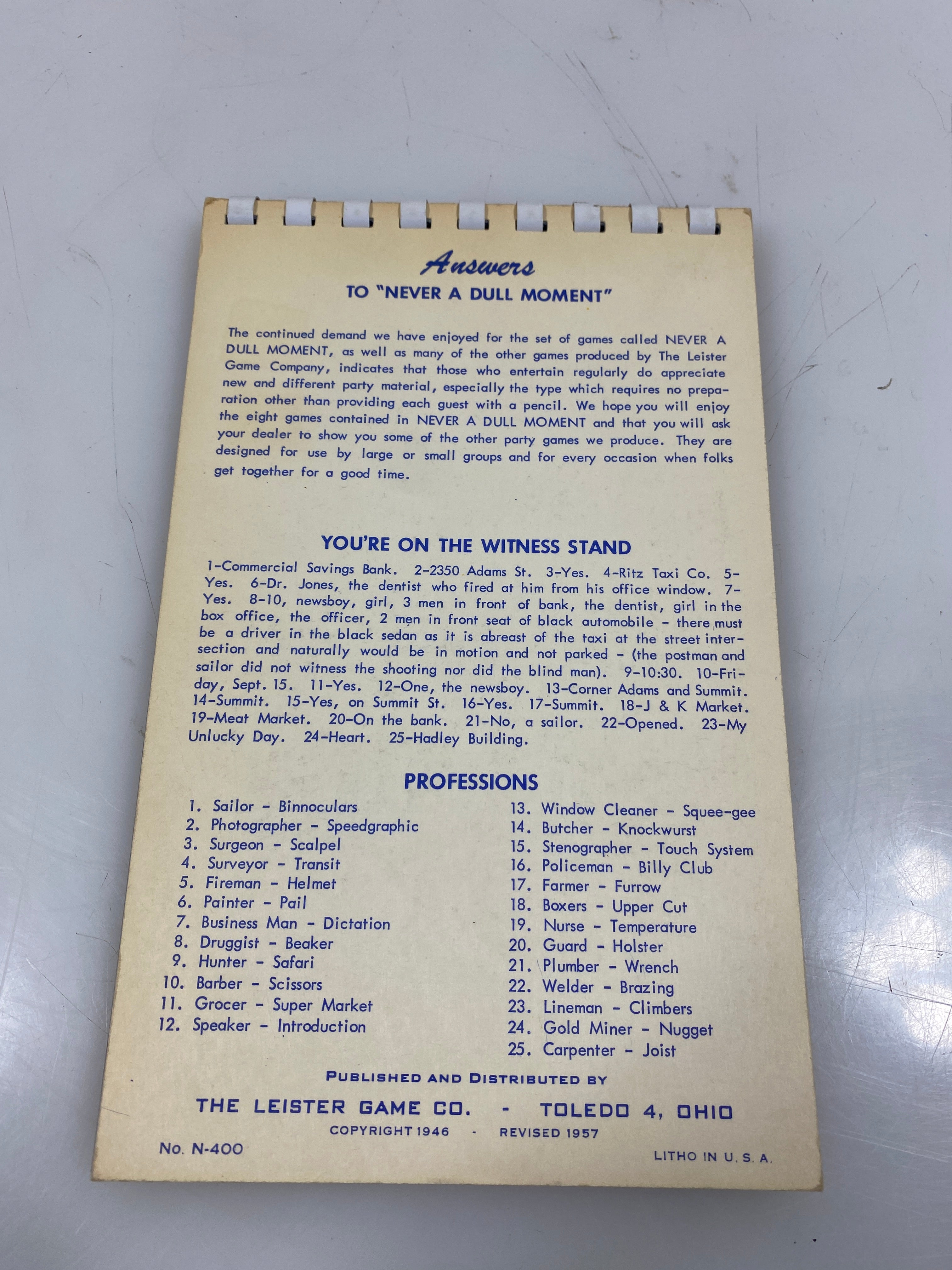 Lot of 5 Leister Game Co. 1957 Party Game Books