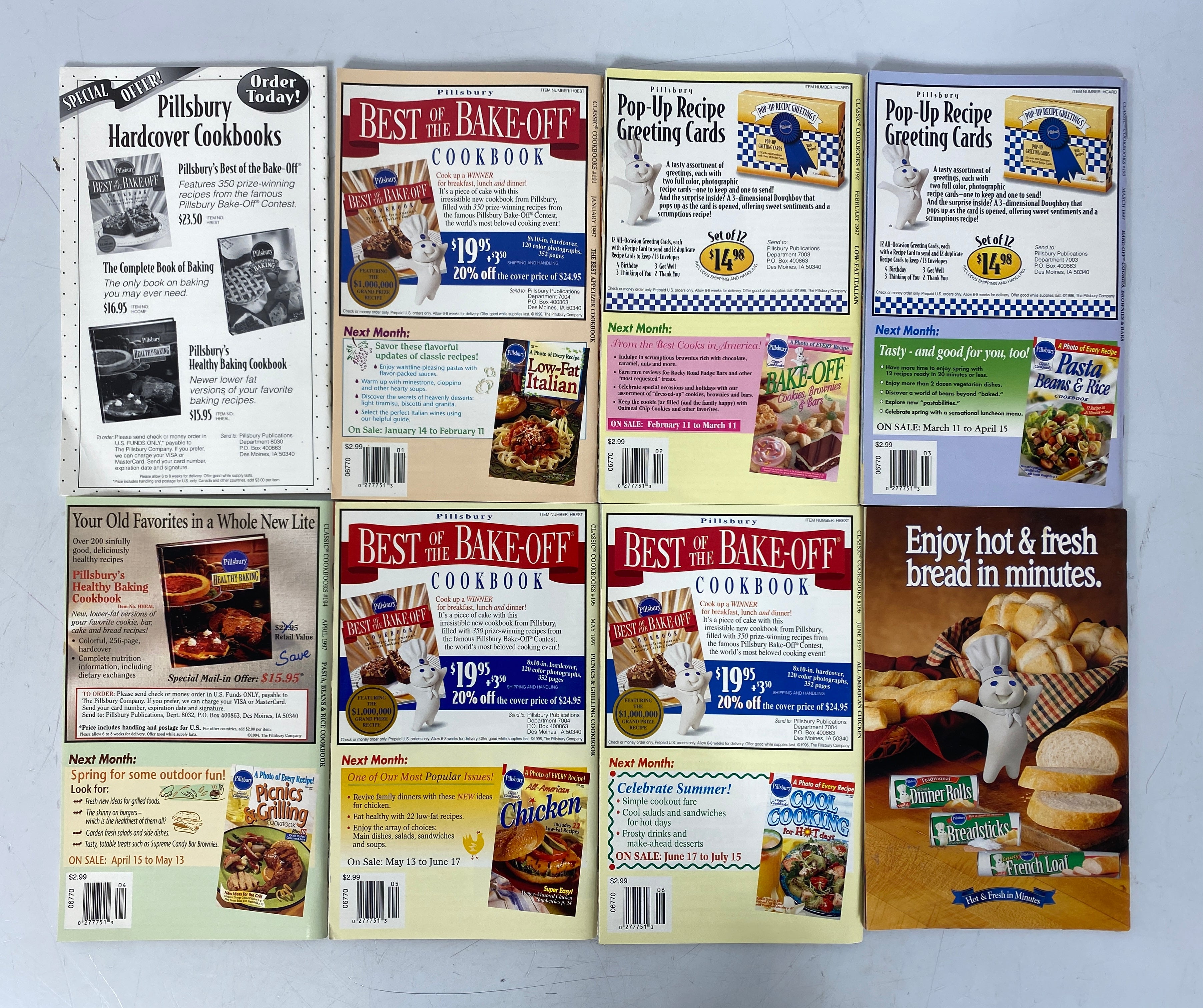 Lot of Pillsbury Recipe Books 1997 (7 w Index) & 1998 (12 Months Complete) SC