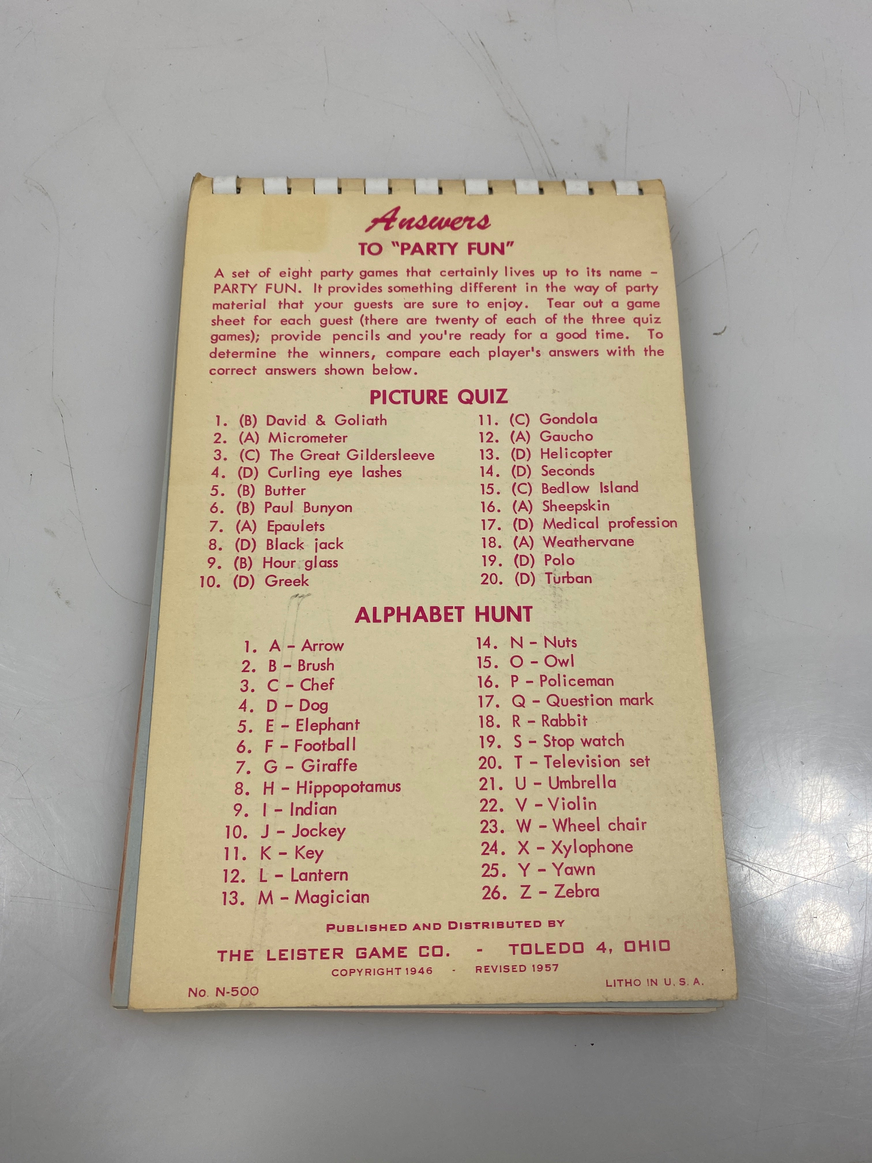 Lot of 5 Leister Game Co. 1957 Party Game Books