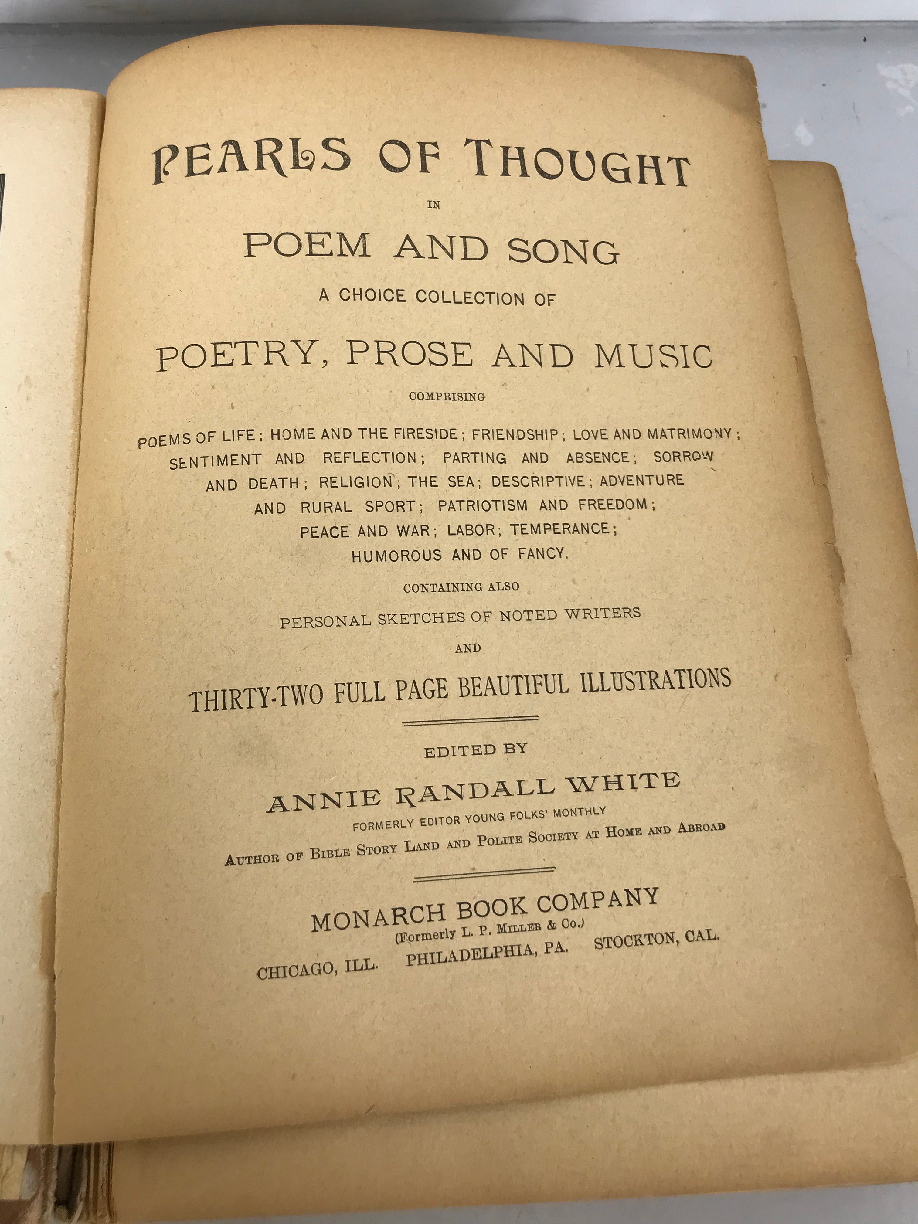 Pearls of Thought in Poem and Song 1892 HC