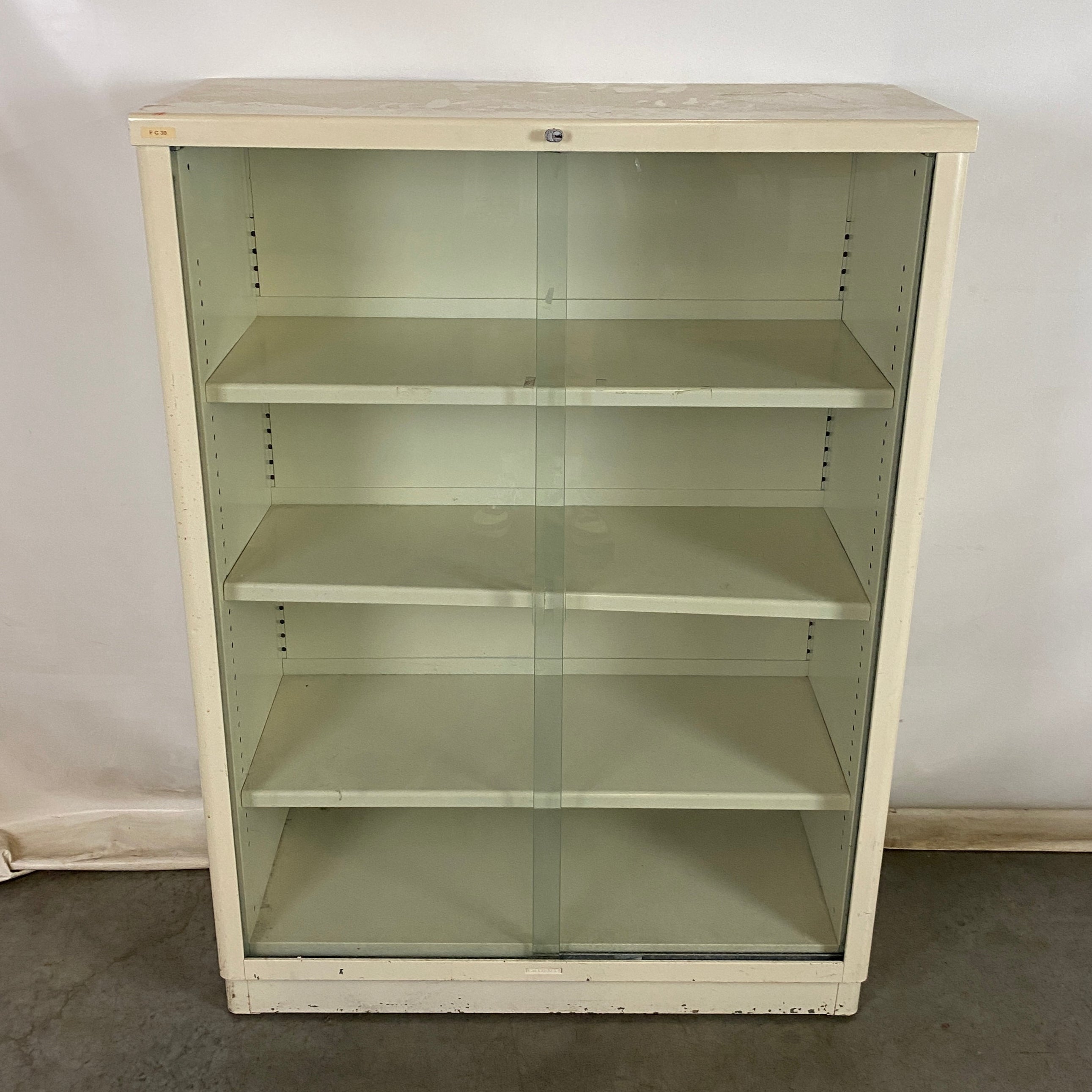 Beige 2 Glass Door 4 Tier Shelf