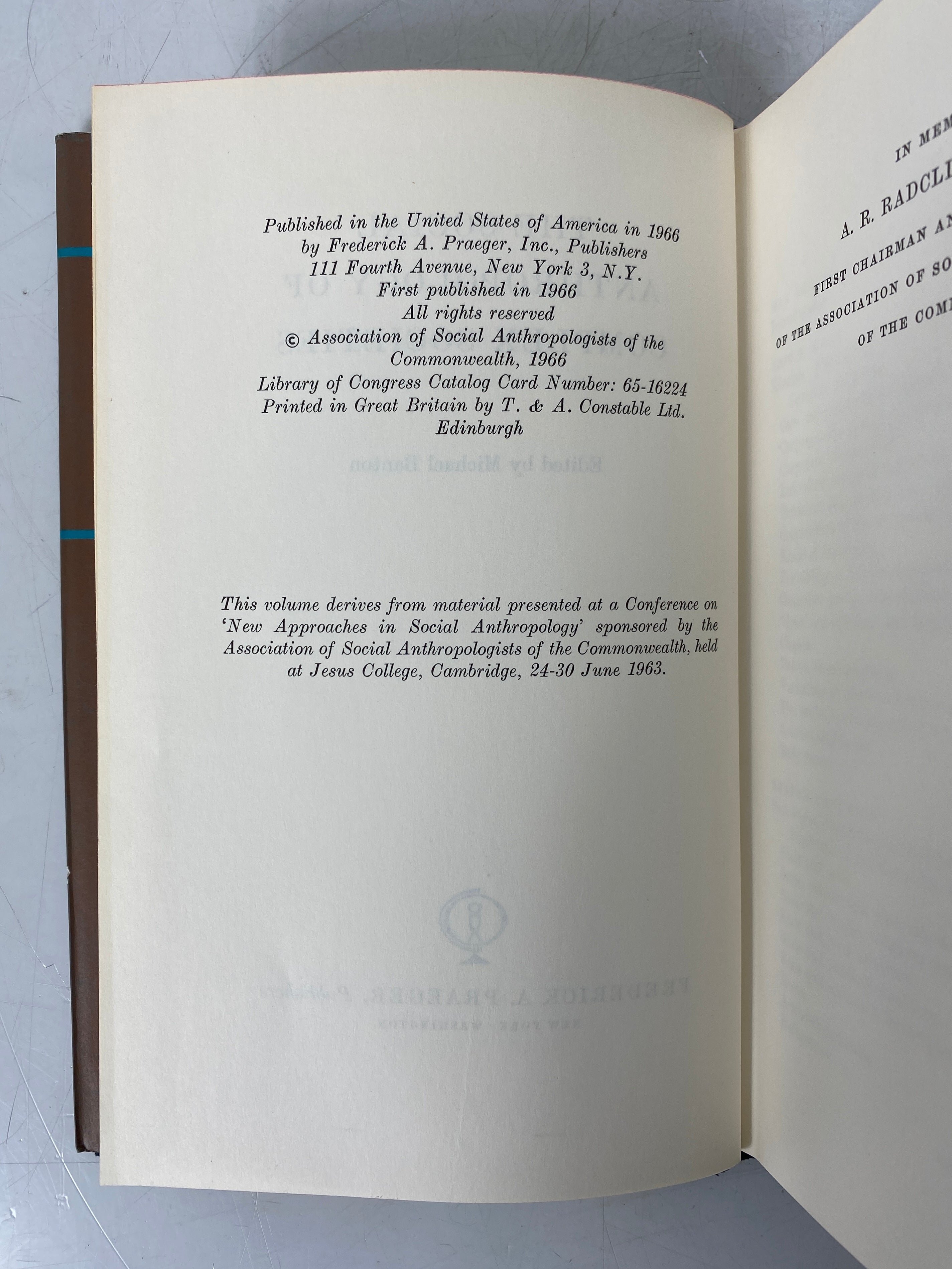 Lot of 6: Assoc of Social Anthropologists Monographs (1-5, 11) 1965-71 HC DJ