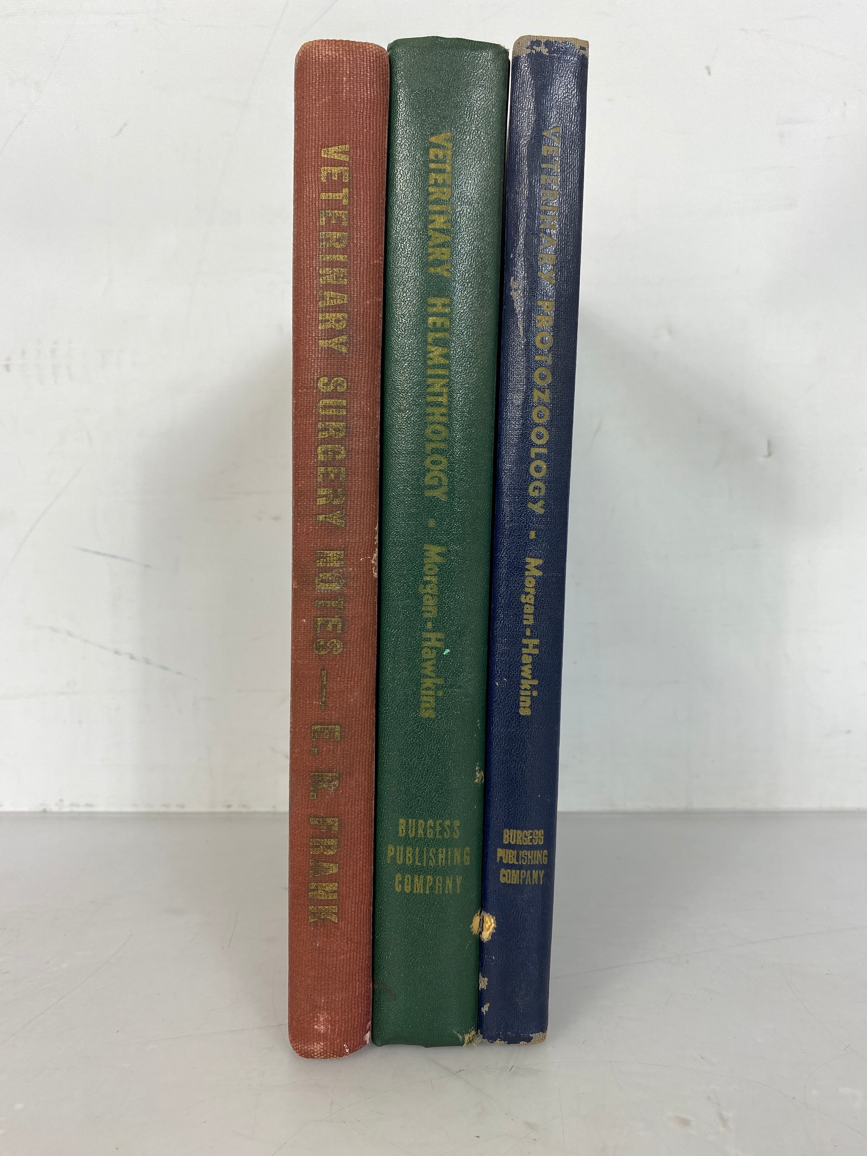 Lot of 3 Veterinary Texts: Veterinary Surgery Notes, Veterinary Protozoology, and Veterinary Helminthology (1947-1949) HC