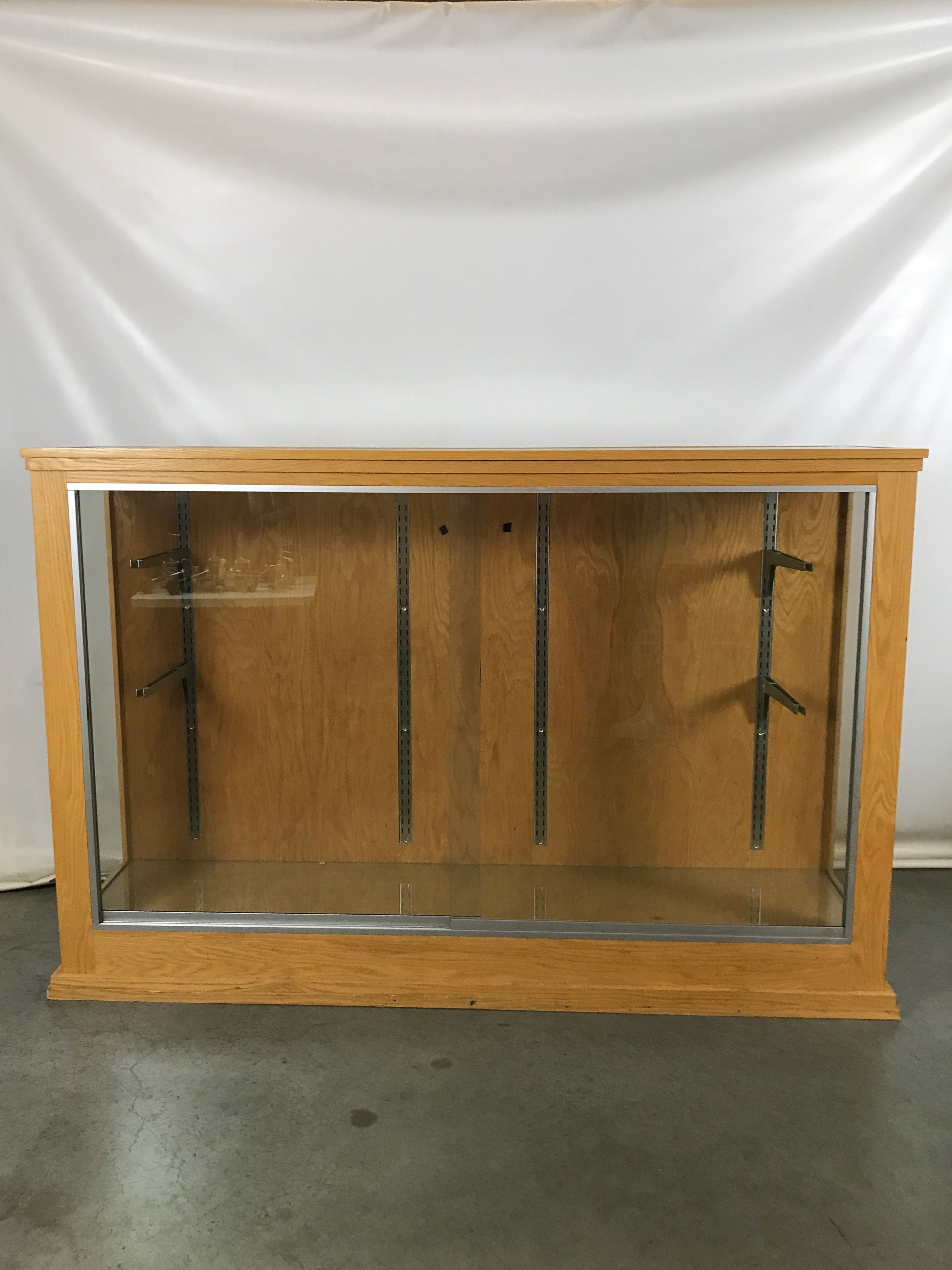 Wooden Display Case with Sliding Glass Doors