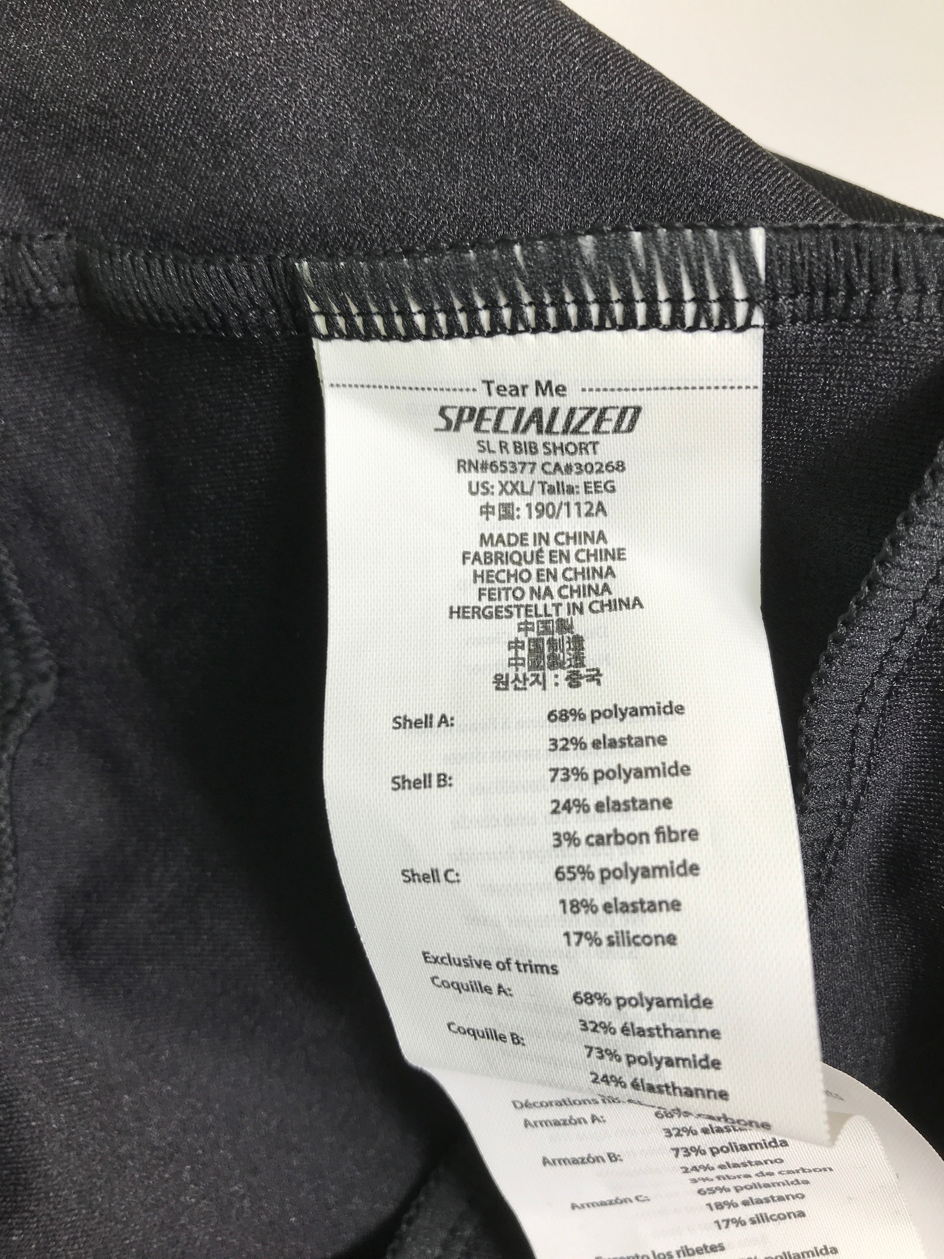 Specialized SL R Bib Shorts with Chamois Men's Size XXL NWT
