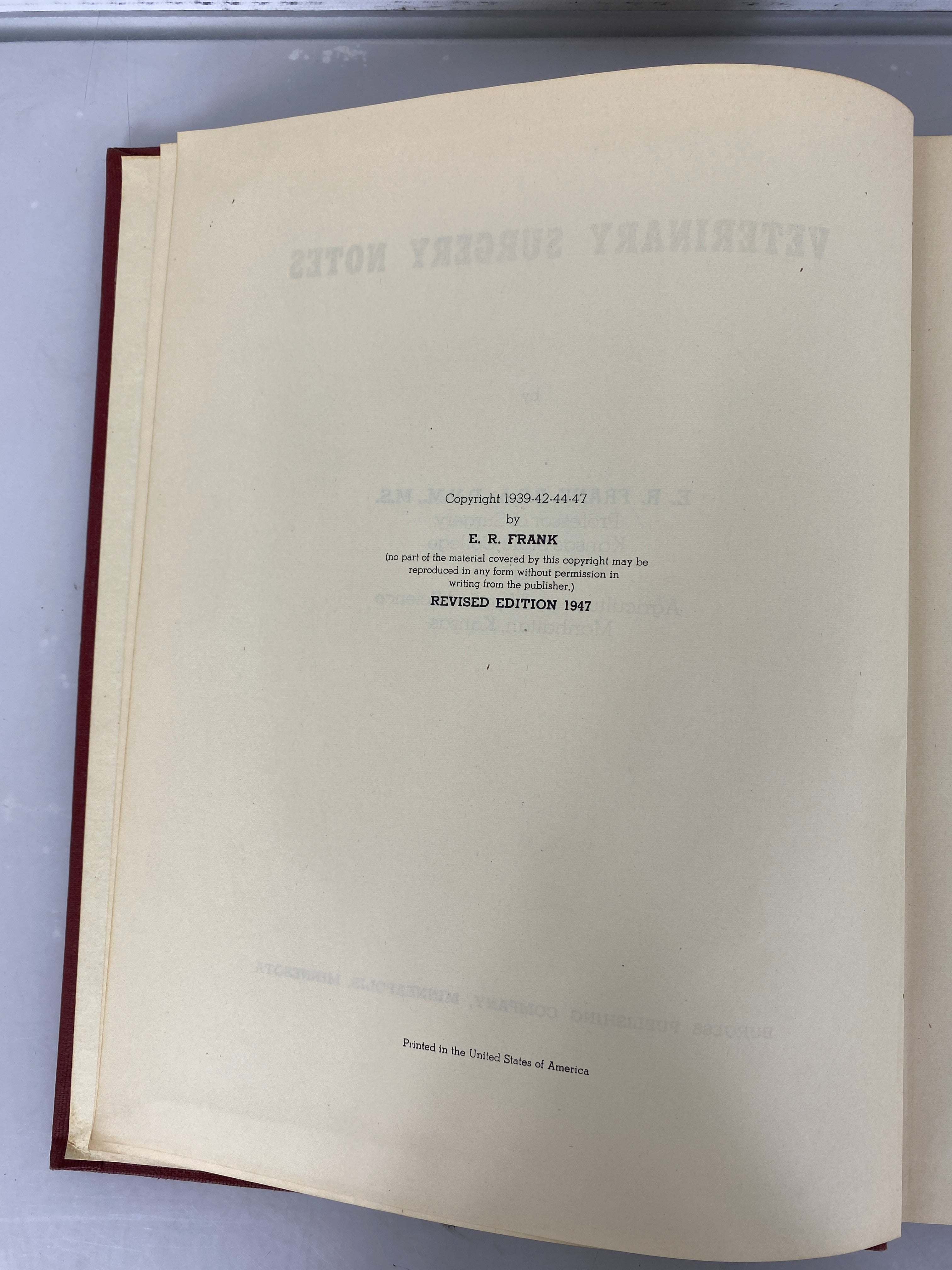 Lot of 3 Veterinary Texts: Surgery Notes/Protozoology/Helminthology 1947-1949 HC