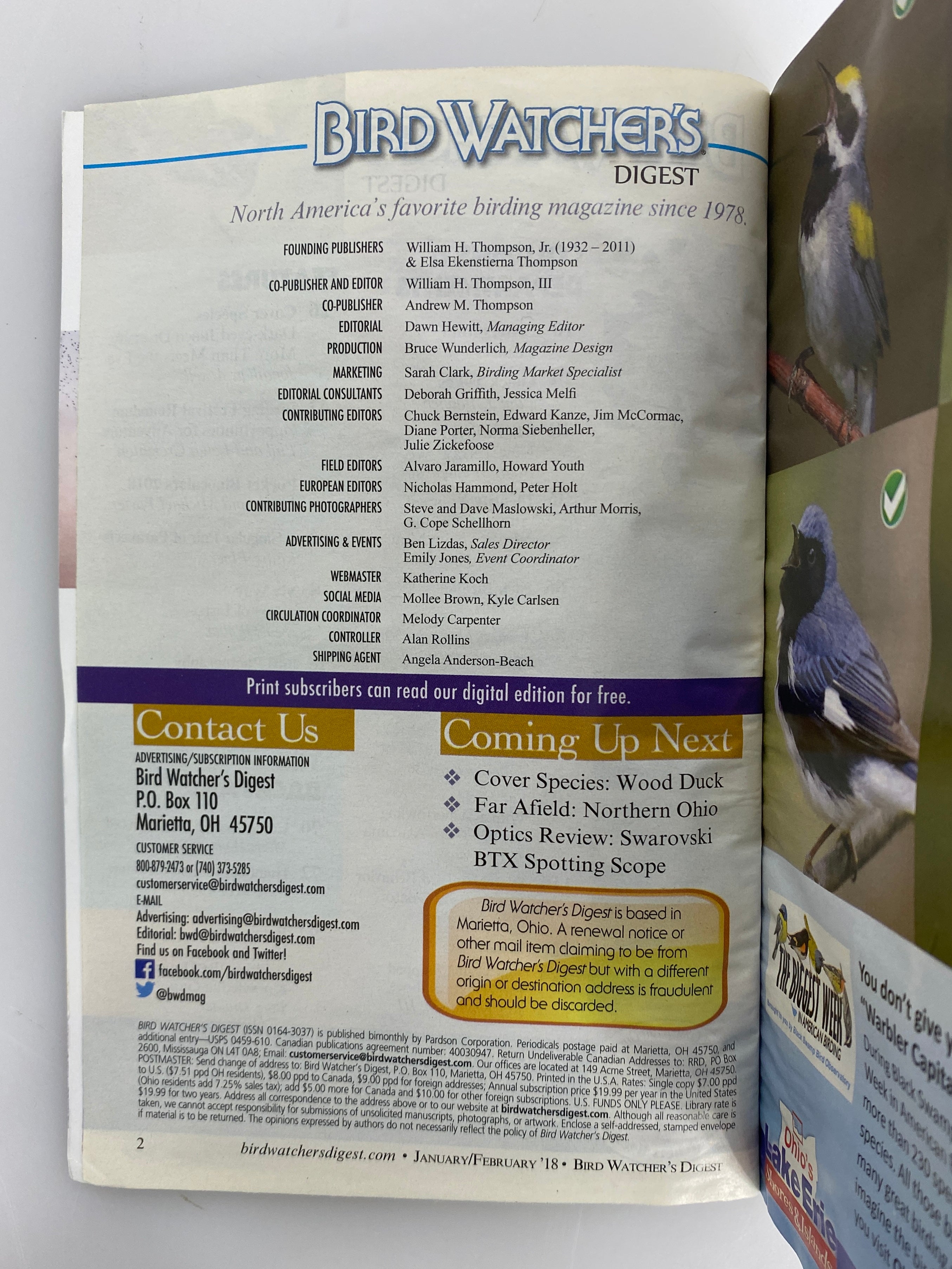 Lot of 18: Bird Watcher's Digest 2016-2018