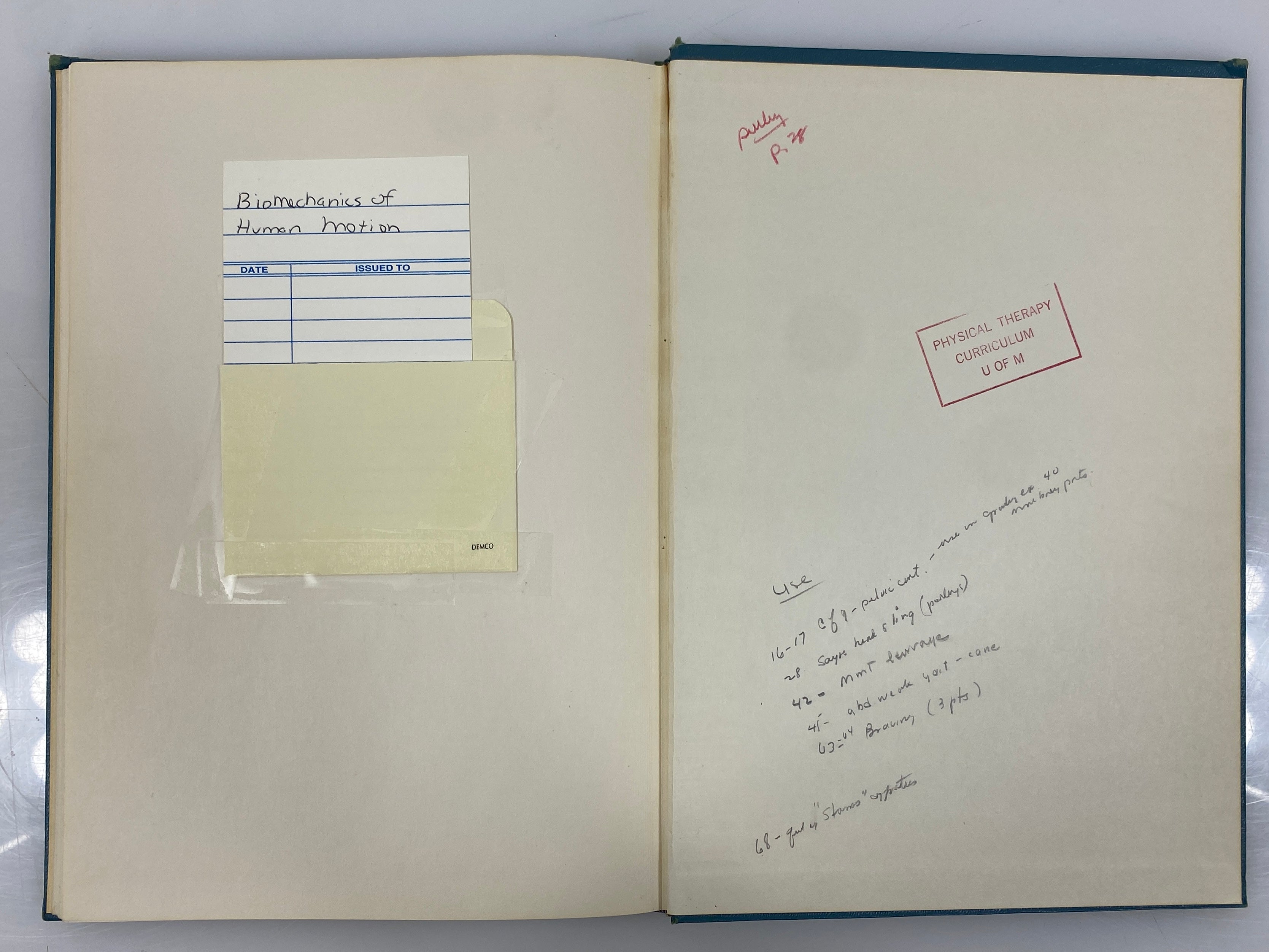 Biomechanics of Human Motion by Williams/Lissner 1962 Vintage HC