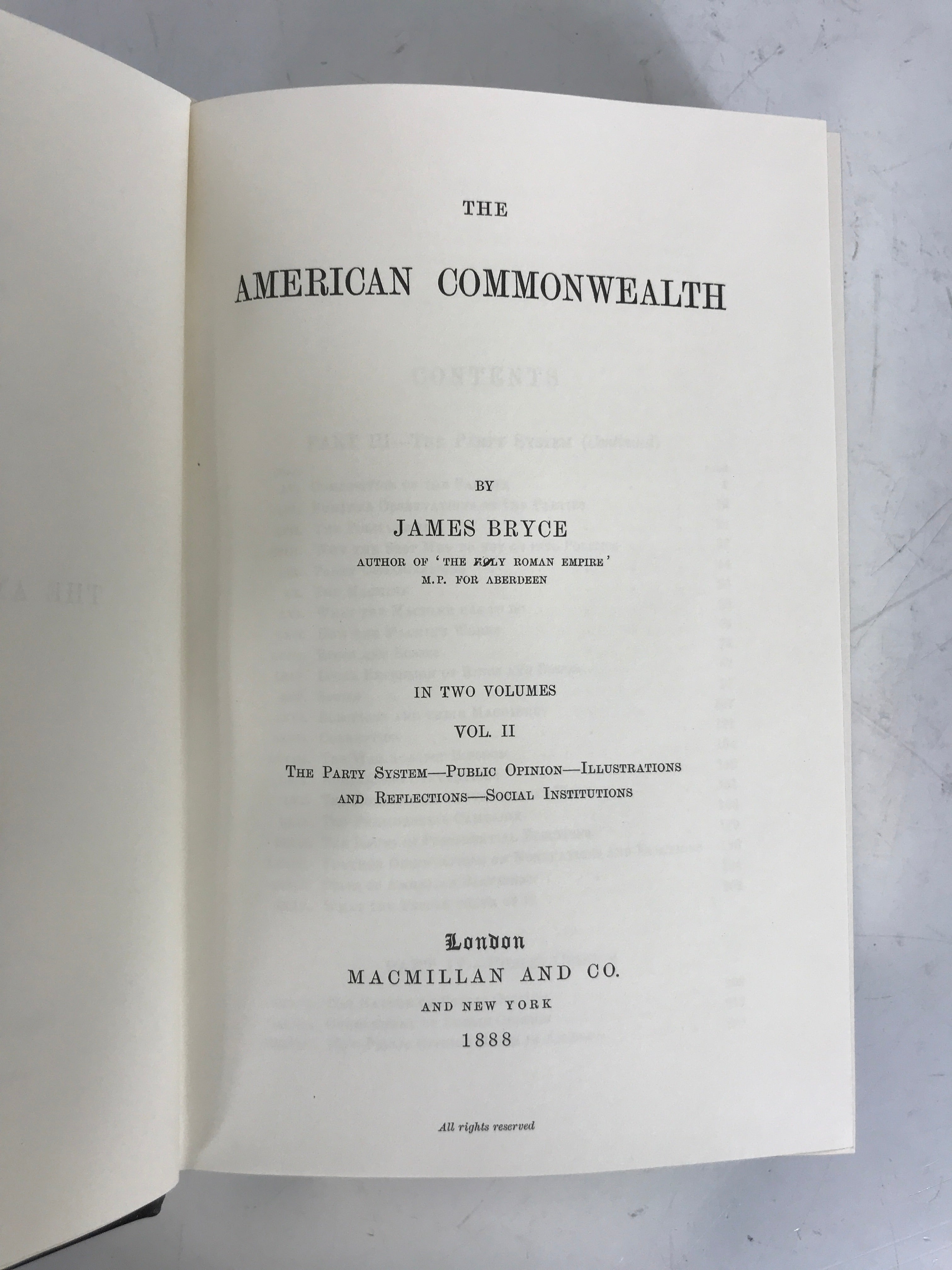 2 Vol Set: Legal Classics Library The American Commonwealth 1987 HC