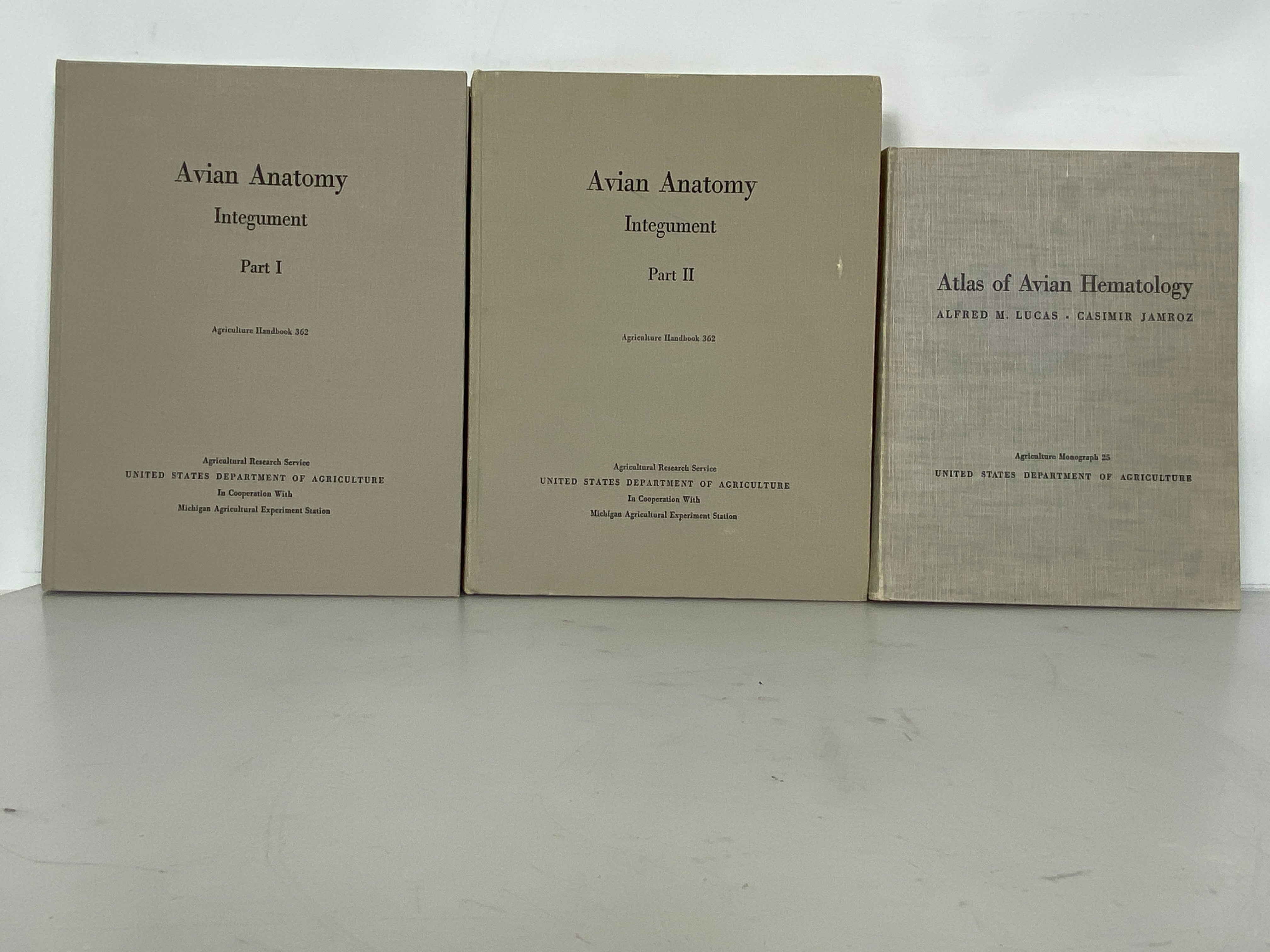 Lot of 3 Avian Anatomy/Avian Hematology USDA 1961-1972 HC