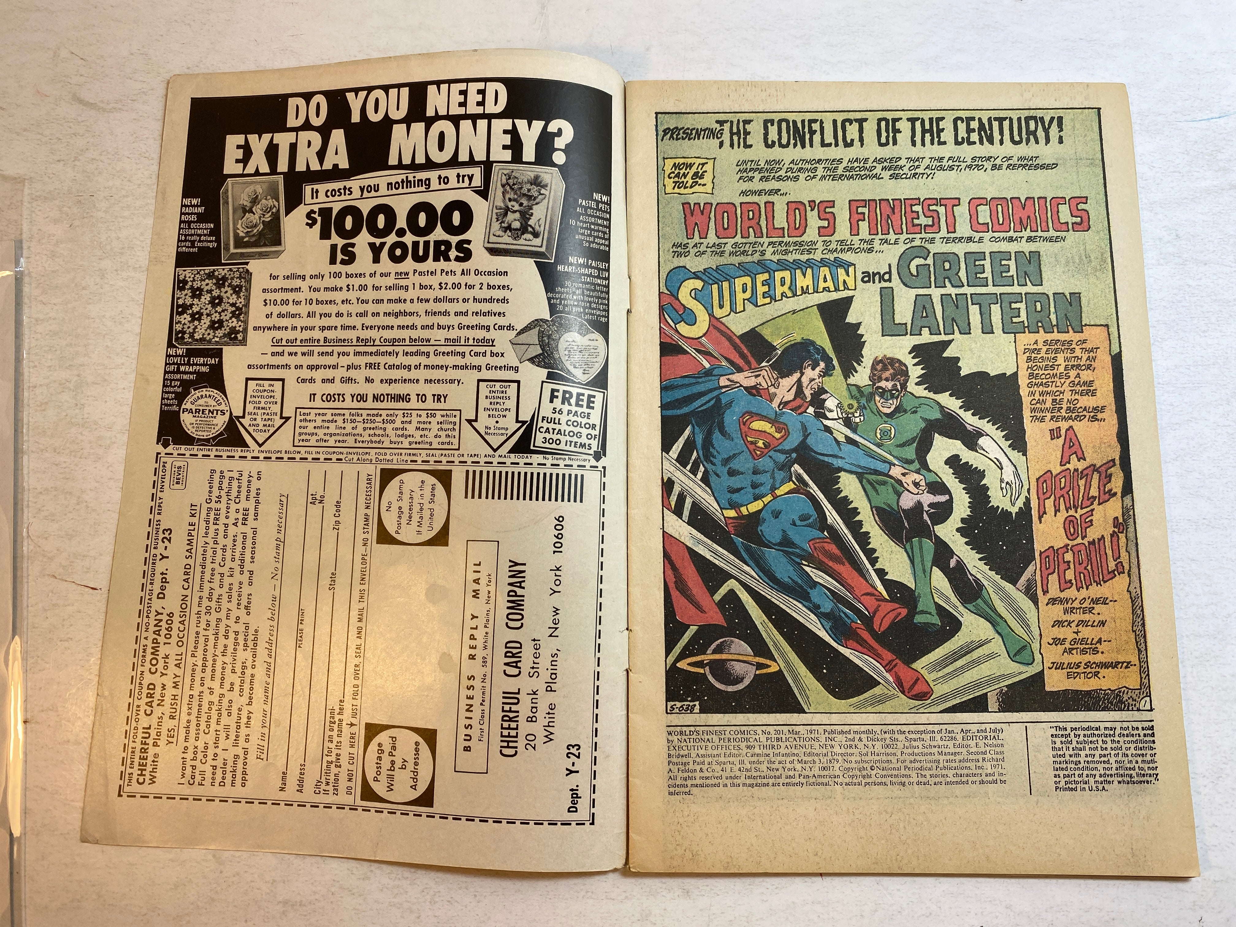 World's Finest #201  Superman Green Lantern DC Comic 1971