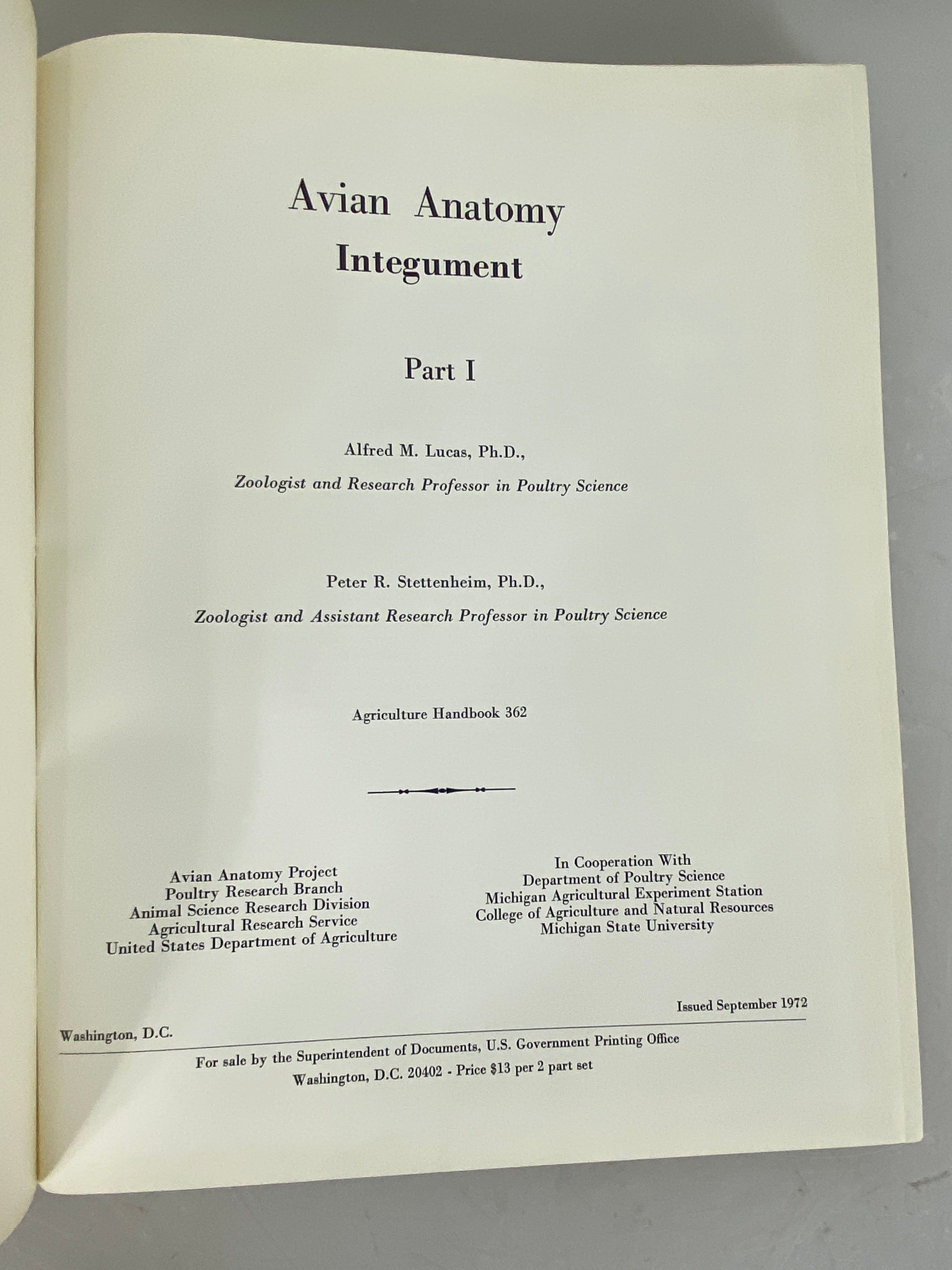 Lot of 3 Avian Anatomy/Avian Hematology USDA 1961-1972 HC