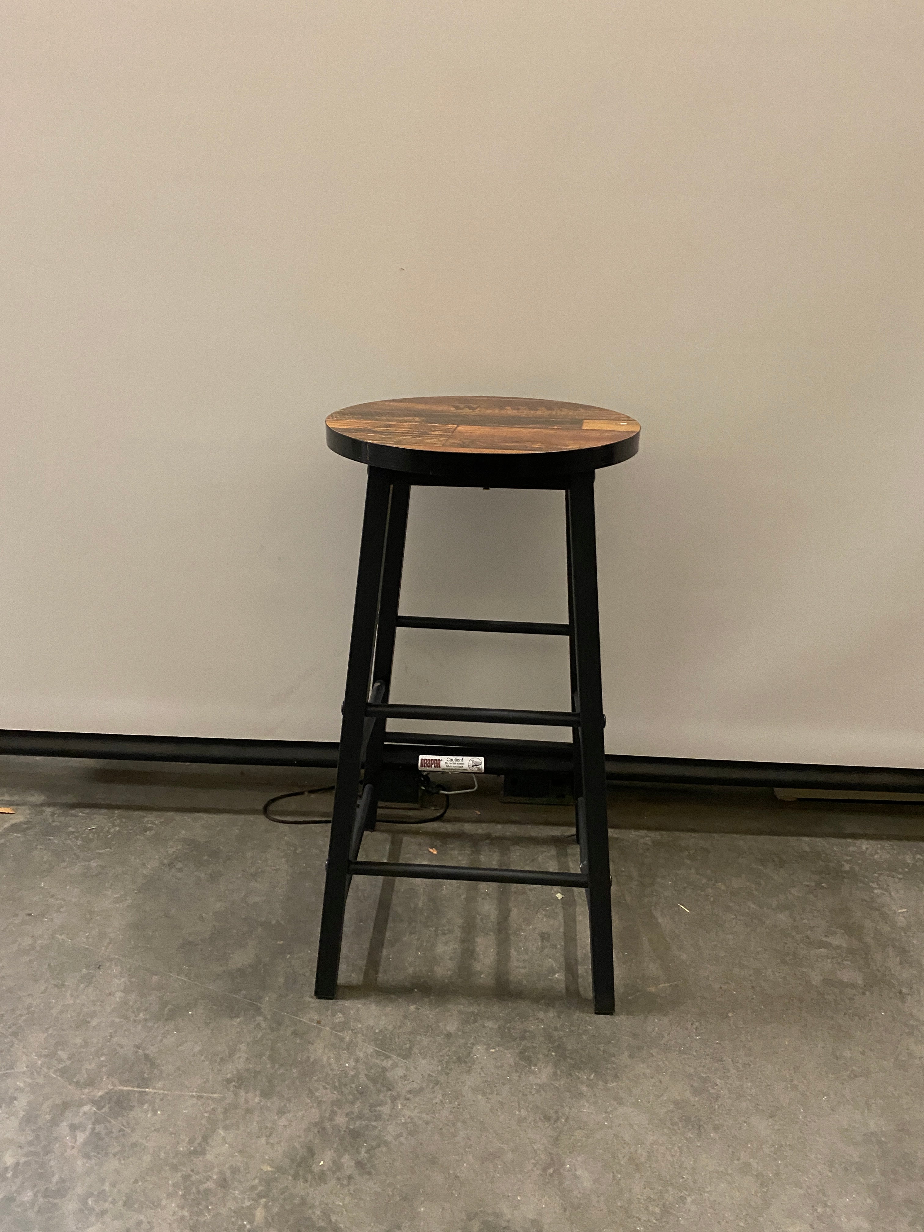 Wooden Stool with Metal Legs