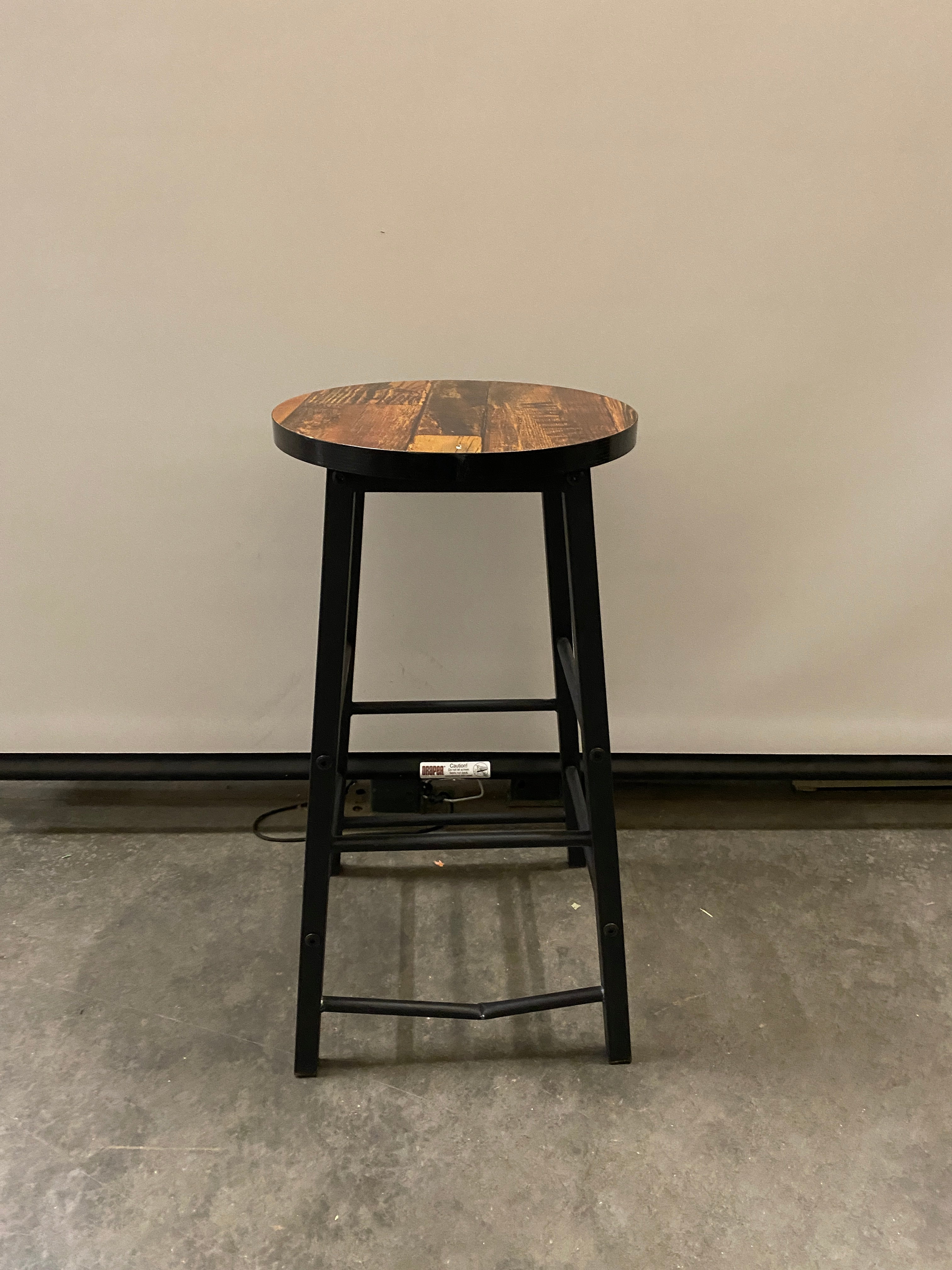 Wooden Stool with Metal Legs