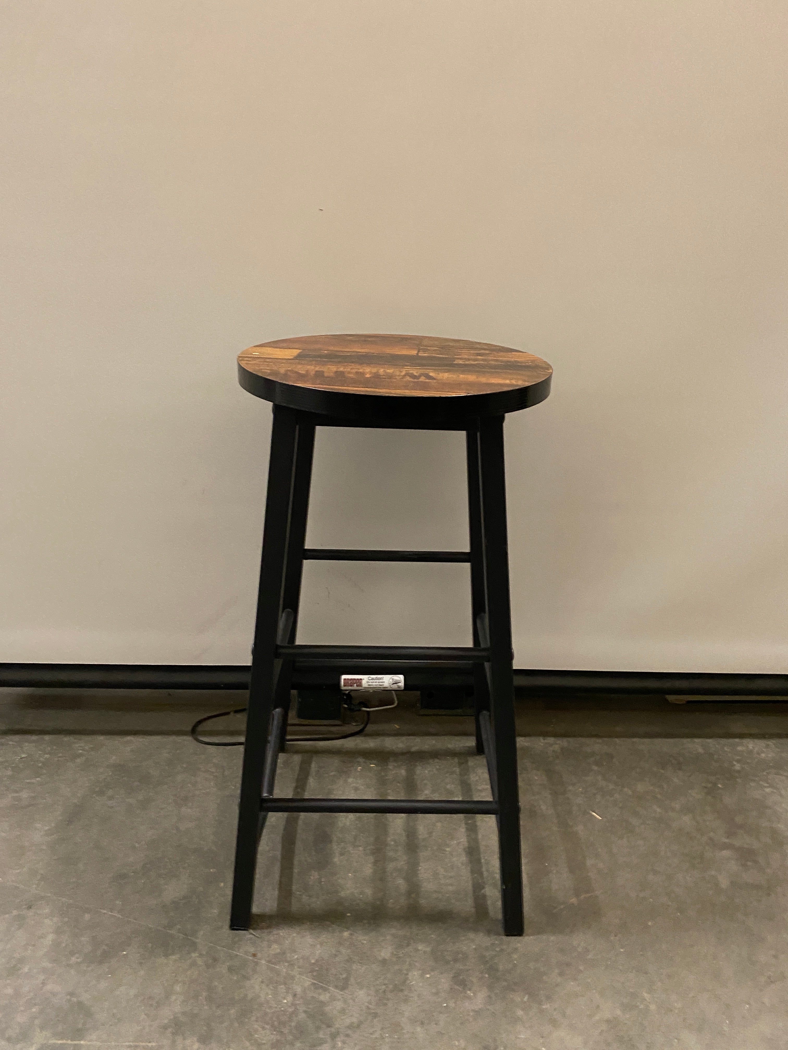 Wooden Stool with Metal Legs