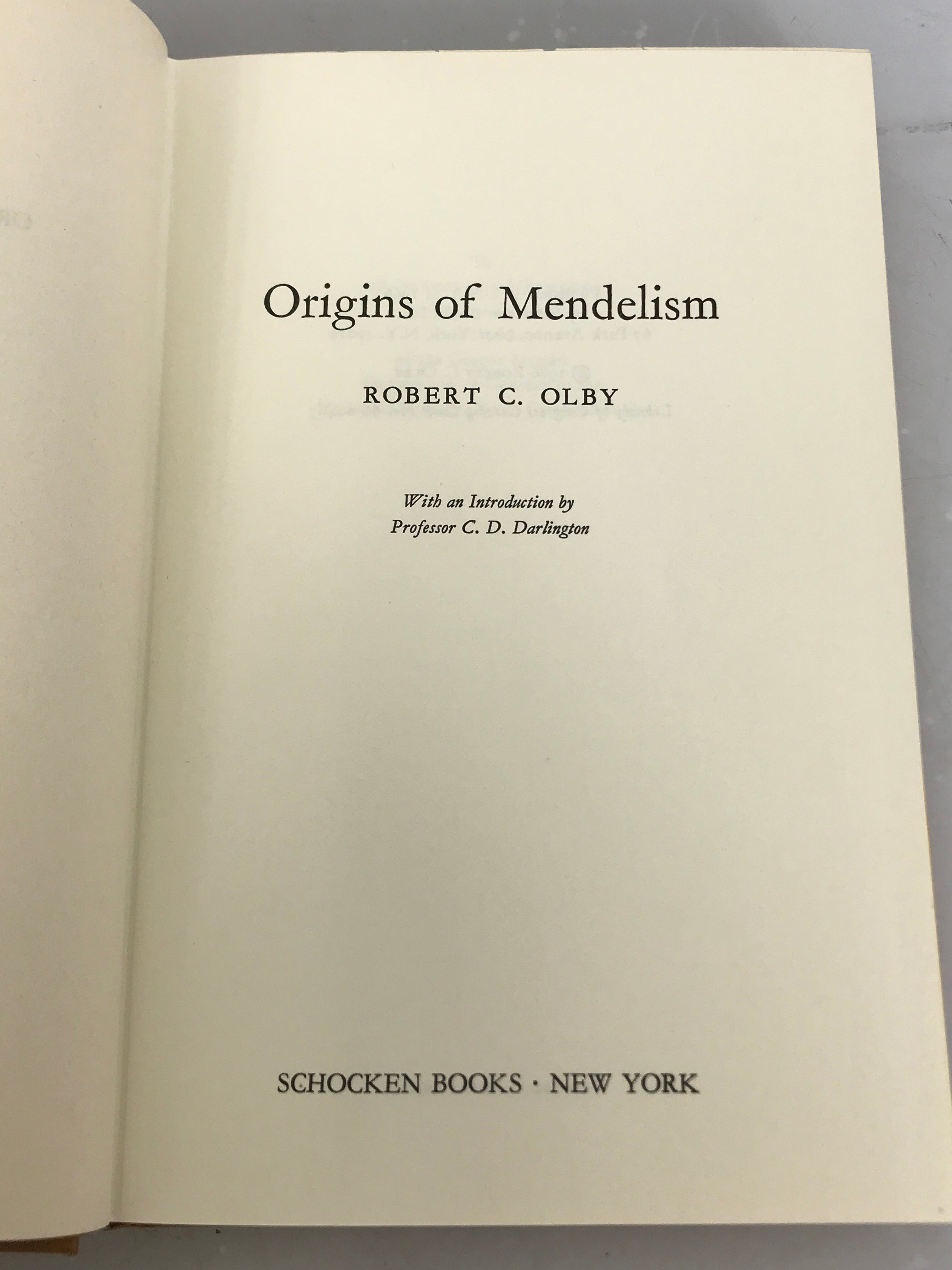 Origins of Mendelism by Robert C. Olby 1966 HC DJ