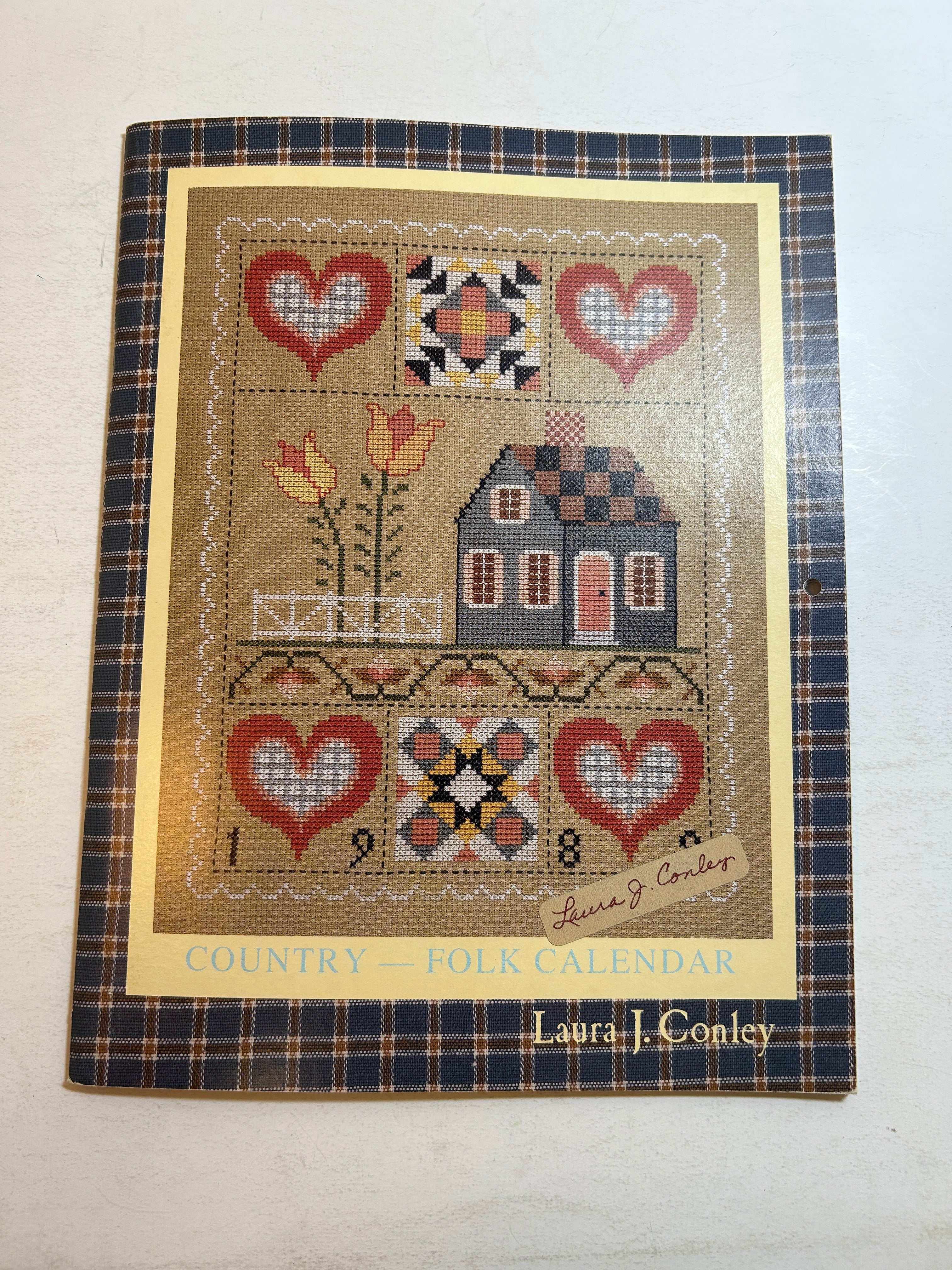 Country Days Folk Art Cross Stitch Calendar 1987 Prim Cottagecore